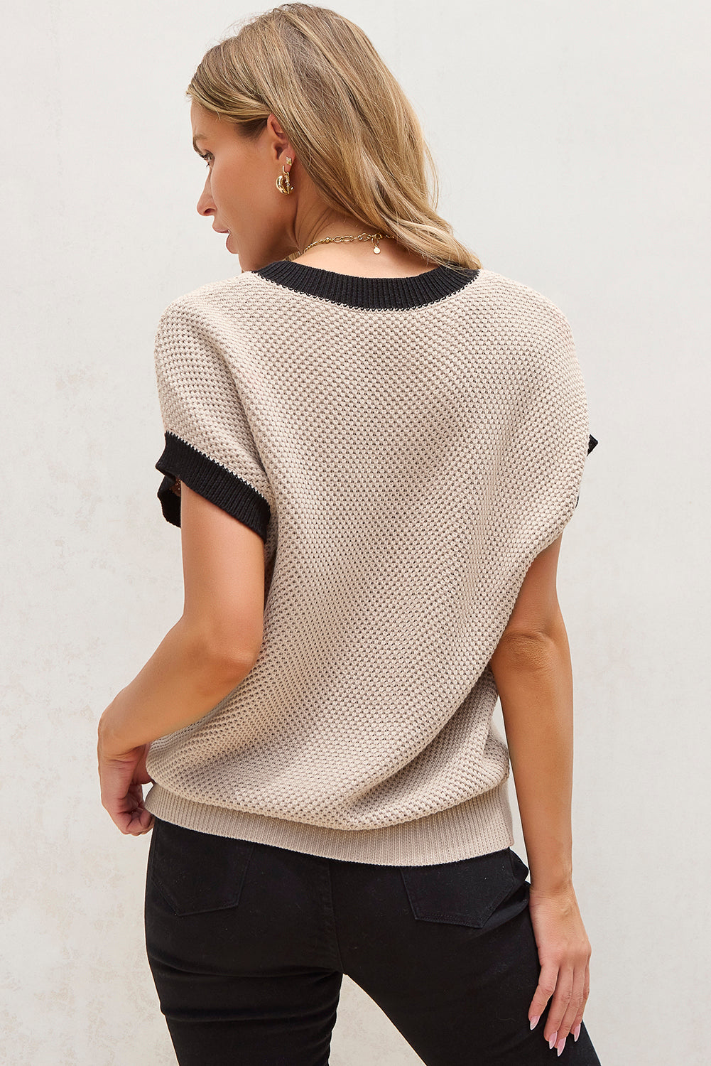 Light French Beige Howdy Cowboy Hat Embroidered Short Sleeve Sweater-TOPS / DRESSES-[Adult]-[Female]-2022 Online Blue Zone Planet
