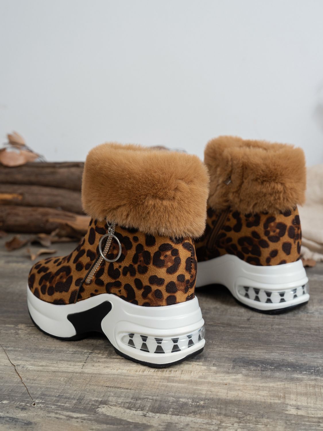 Blue Zone Planet | Side Zipper Leopard Platform Boots-BOOTS-[Adult]-[Female]-2022 Online Blue Zone Planet