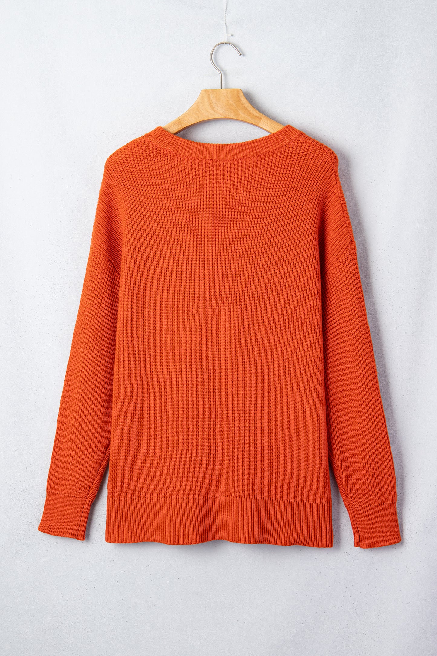 Orange Drop Shoulder Long Sleeve Round Neck Halloween Sweater-Sweaters & Cardigans/Sweaters-[Adult]-[Female]-2022 Online Blue Zone Planet