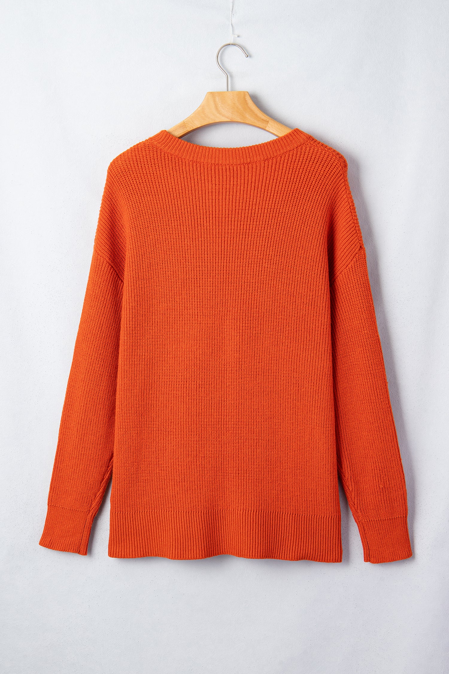Orange Drop Shoulder Long Sleeve Round Neck Halloween Sweater-Sweaters & Cardigans/Sweaters-[Adult]-[Female]-2022 Online Blue Zone Planet