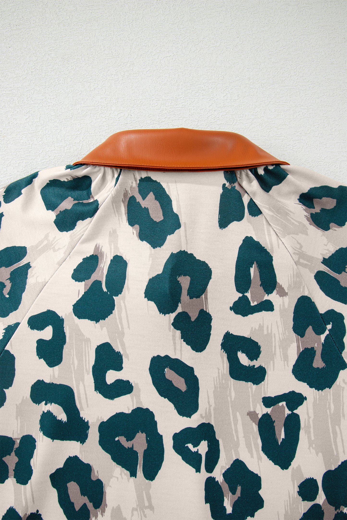 Casual Unique Leopard Print Button Contrast Collared Short Sleeve Blouse-Tops/Blouses & Shirts-[Adult]-[Female]-2022 Online Blue Zone Planet