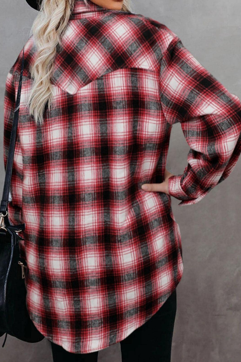 Full Size Plaid Collared Neck Long Sleeve Shirt-TOPS / DRESSES-[Adult]-[Female]-2022 Online Blue Zone Planet