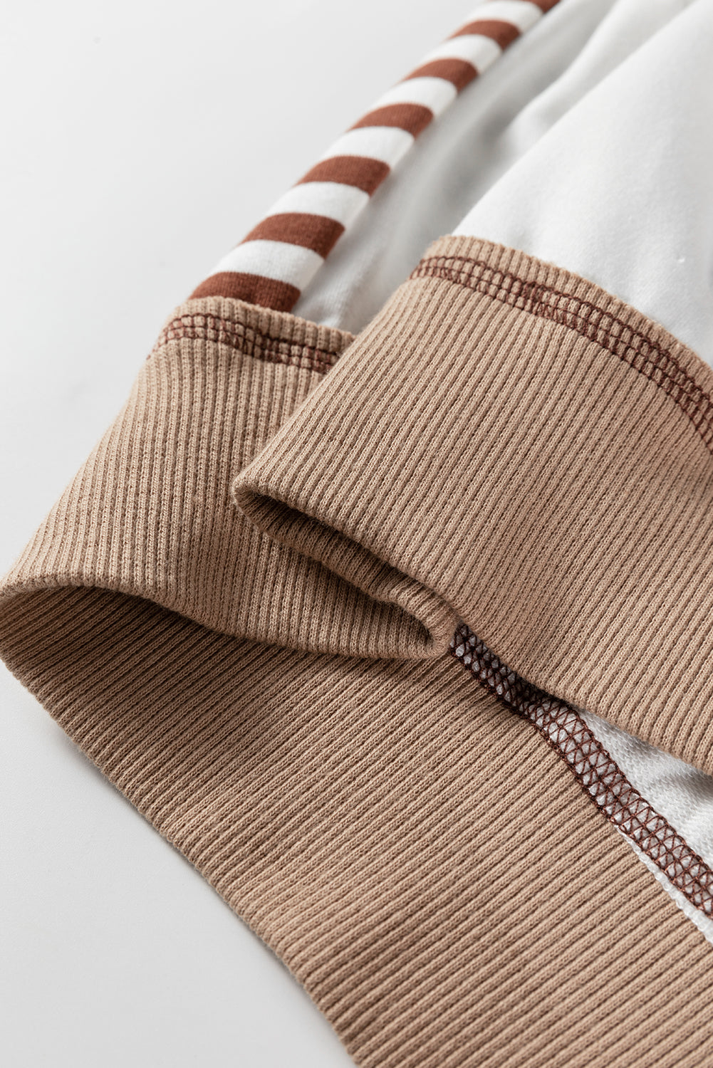 Brown Stripe Colorblock Patchwork Contrast Stitching Oversize Sweatshirt-Tops/Sweatshirts & Hoodies-[Adult]-[Female]-2022 Online Blue Zone Planet