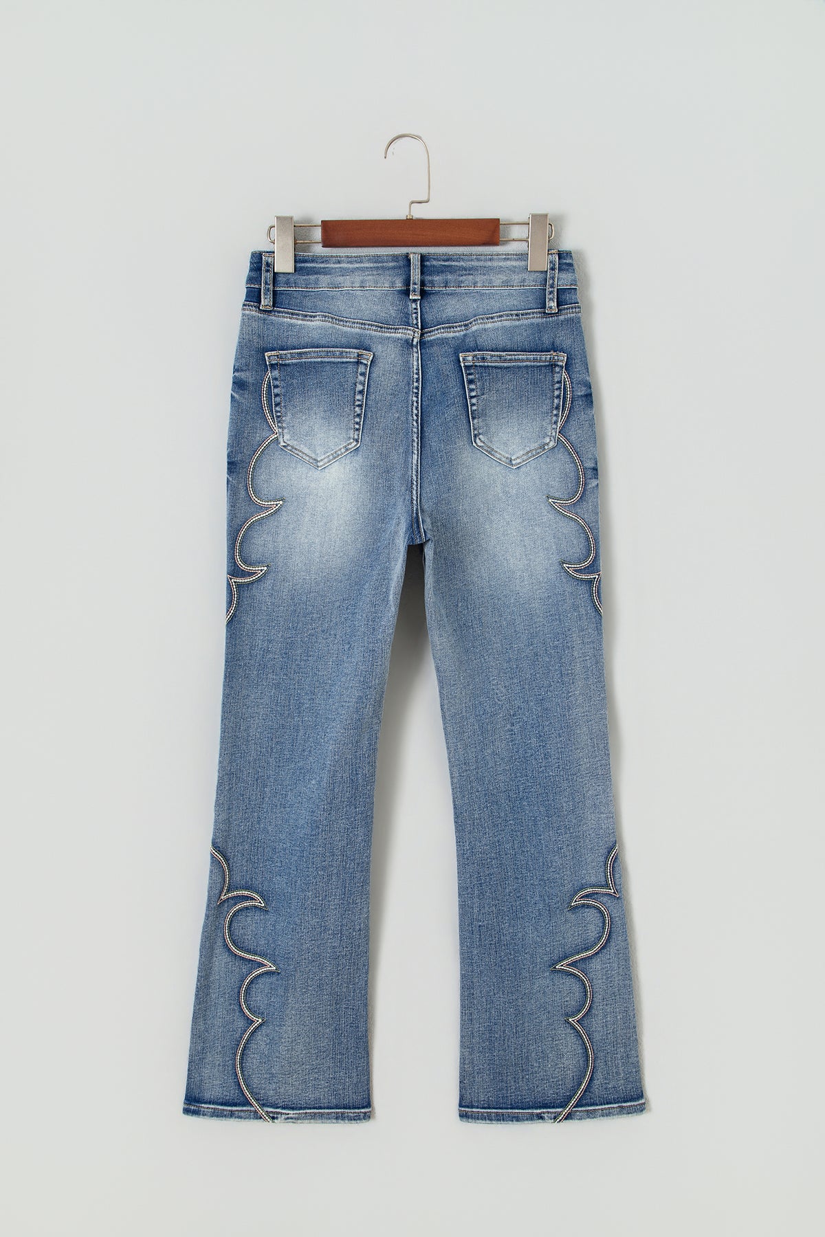 Blue Western Embroidered Flare Full Length Jeans-Bottoms/Jeans-[Adult]-[Female]-2022 Online Blue Zone Planet