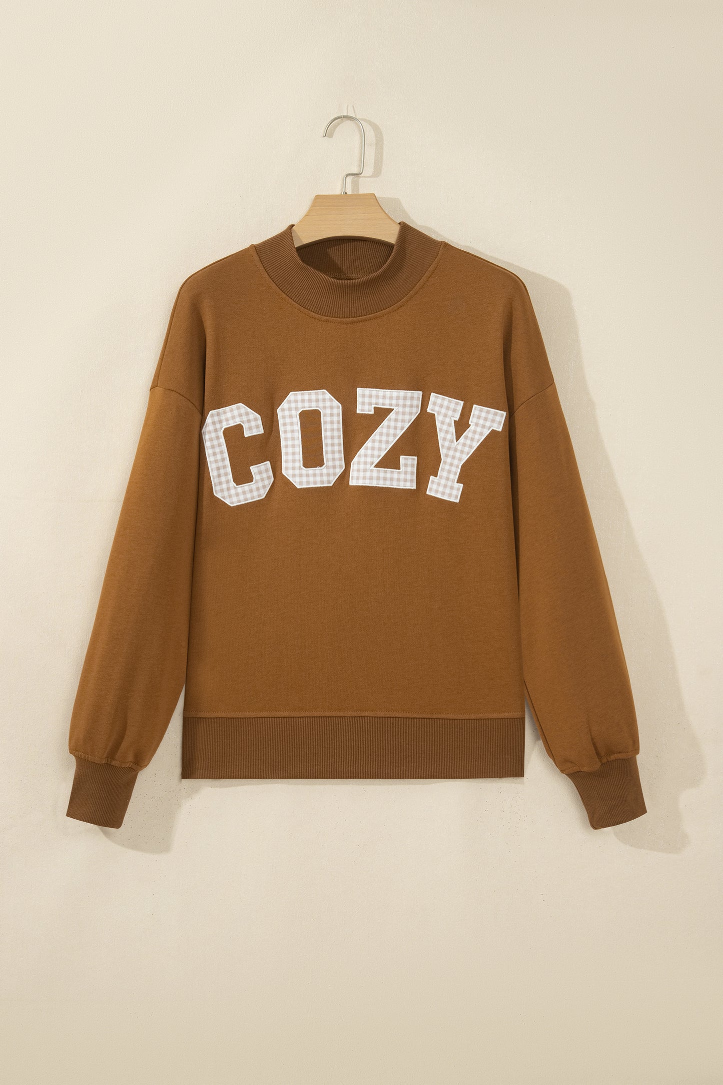 Pink Stay Salty Embroidered Long Sleeve Stand Neck Shift Pullover Sweatshirt-Tops/Sweatshirts & Hoodies-[Adult]-[Female]-2022 Online Blue Zone Planet