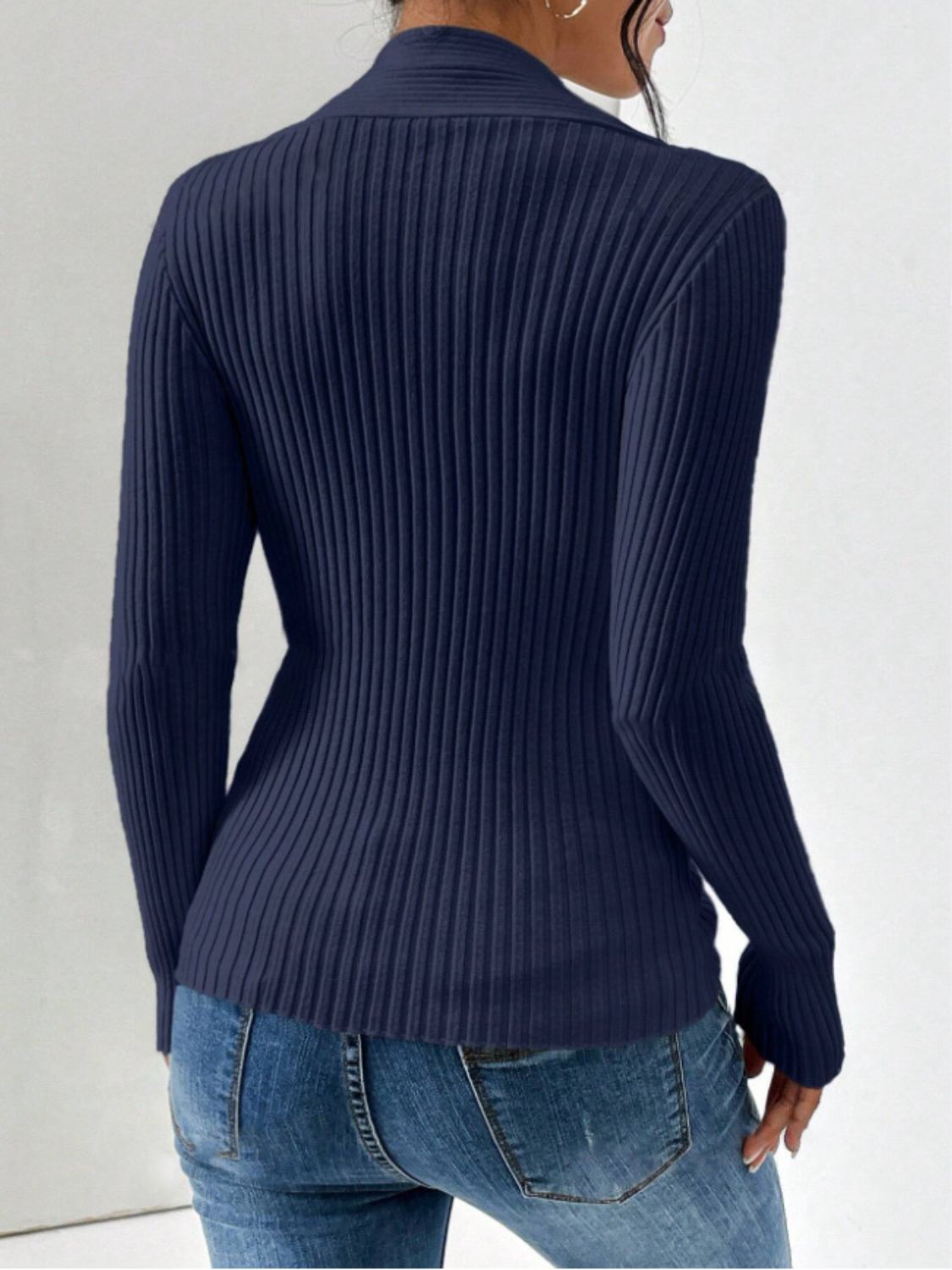 Twist Front Ribbed Long Sleeve Sweater-TOPS / DRESSES-[Adult]-[Female]-2022 Online Blue Zone Planet