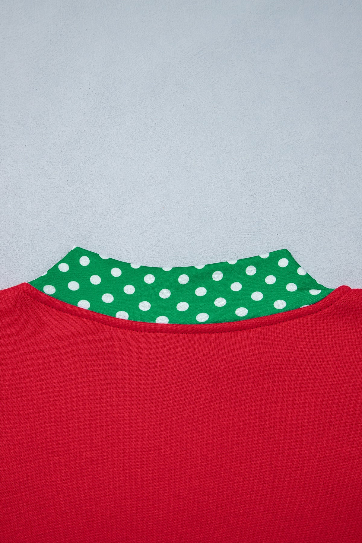 Fiery Red Polka Dot Letter Print Contrast Trim Mock Neck Sweatshirt-Tops/Sweatshirts & Hoodies-[Adult]-[Female]-2022 Online Blue Zone Planet