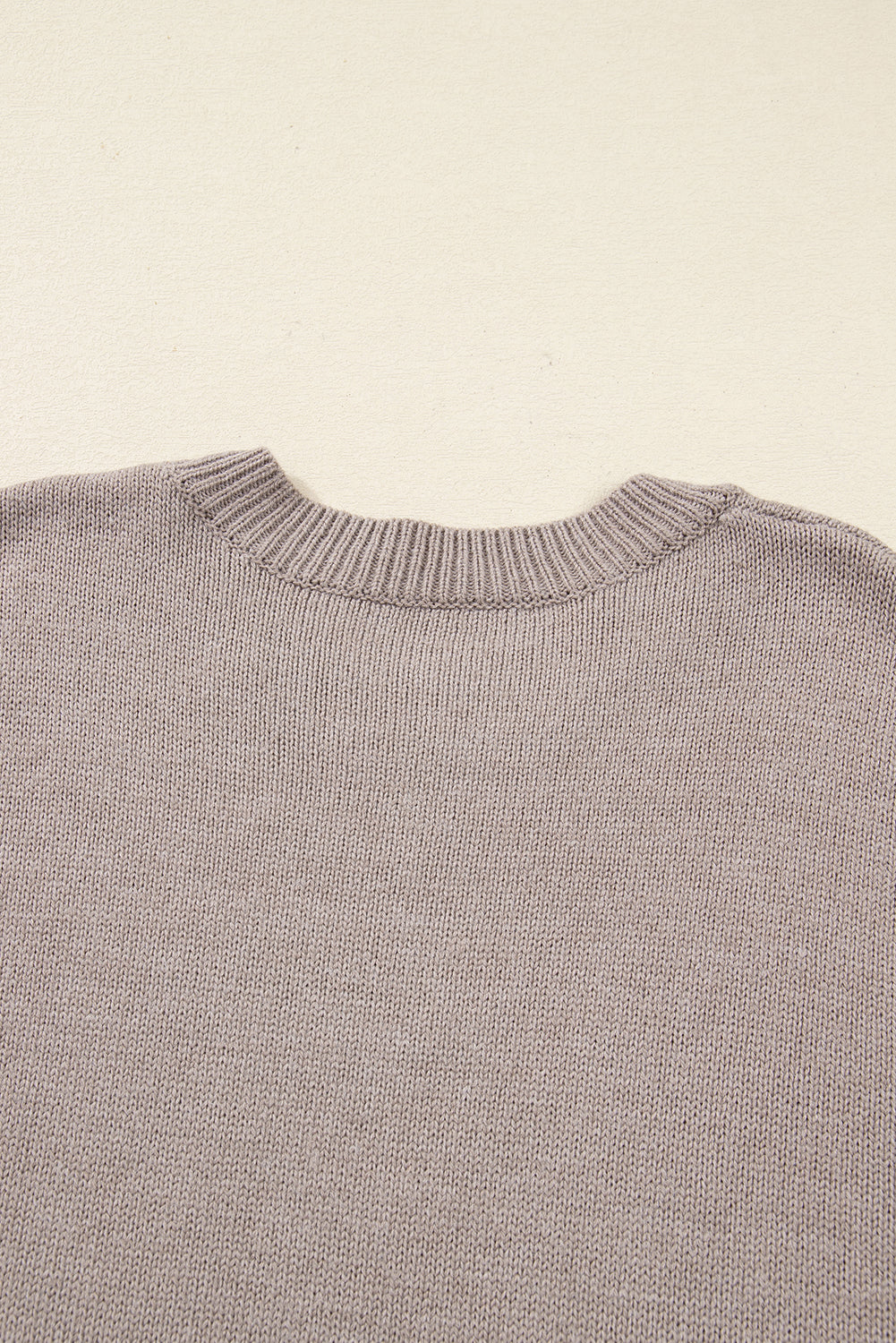 Beige Embroidered Floral Sleeve Round Neck Loose Sweater-TOPS / DRESSES-[Adult]-[Female]-2022 Online Blue Zone Planet