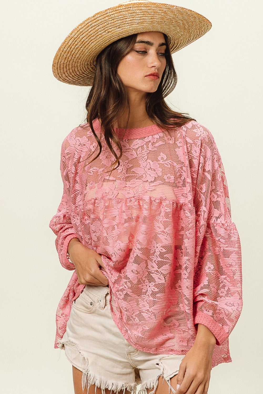 BiBi Floral Lace Long Sleeve Top-TOPS / DRESSES-[Adult]-[Female]-2022 Online Blue Zone Planet