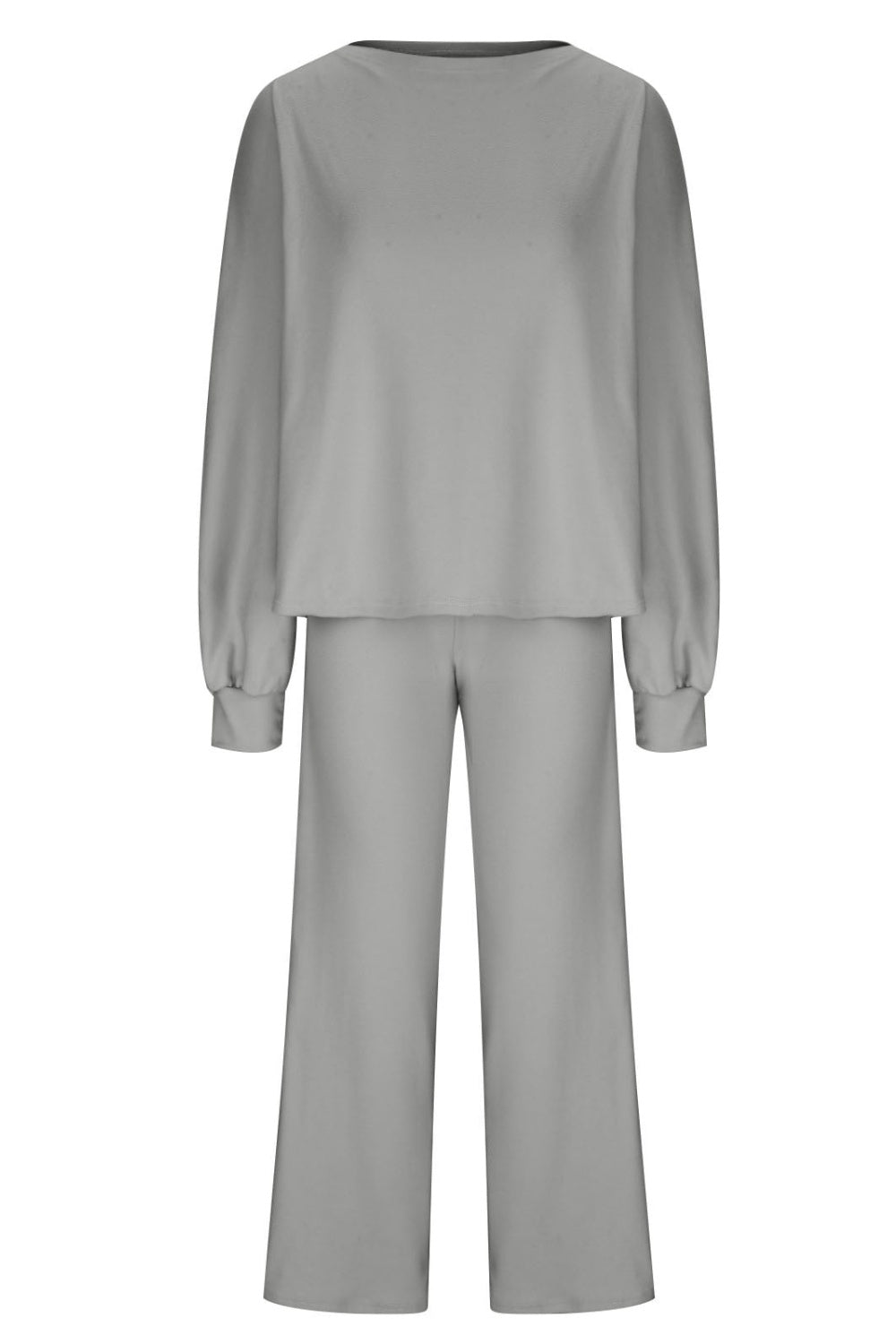 Blue Zone Planet | Round Neck Long Sleeve Top and Pants Set-TOPS / DRESSES-[Adult]-[Female]-2022 Online Blue Zone Planet