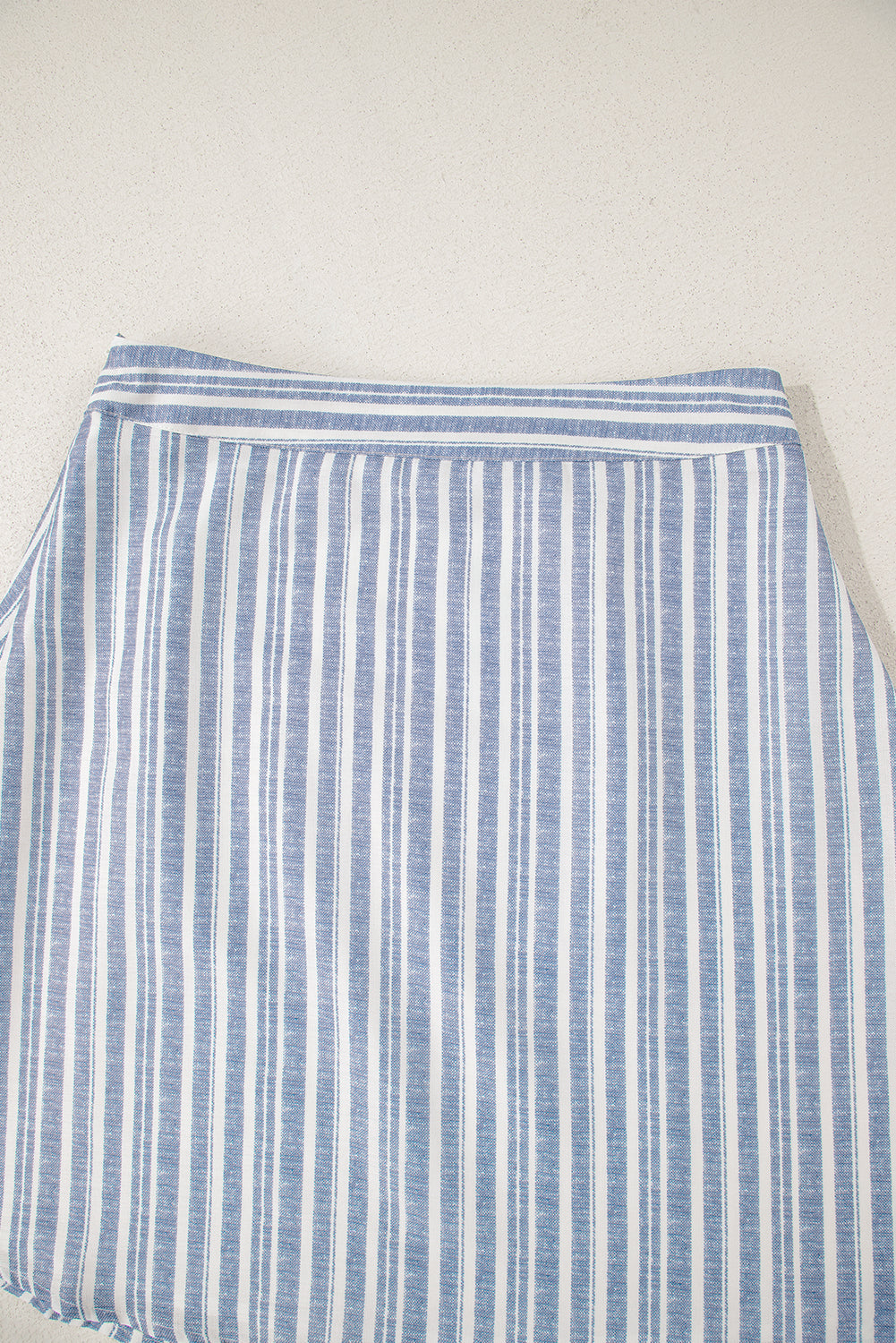 Sky Blue Stripe Buttoned Office Waistcoat Mini Skirt Set-Two Piece Sets/Two Piece Dresses-[Adult]-[Female]-2022 Online Blue Zone Planet