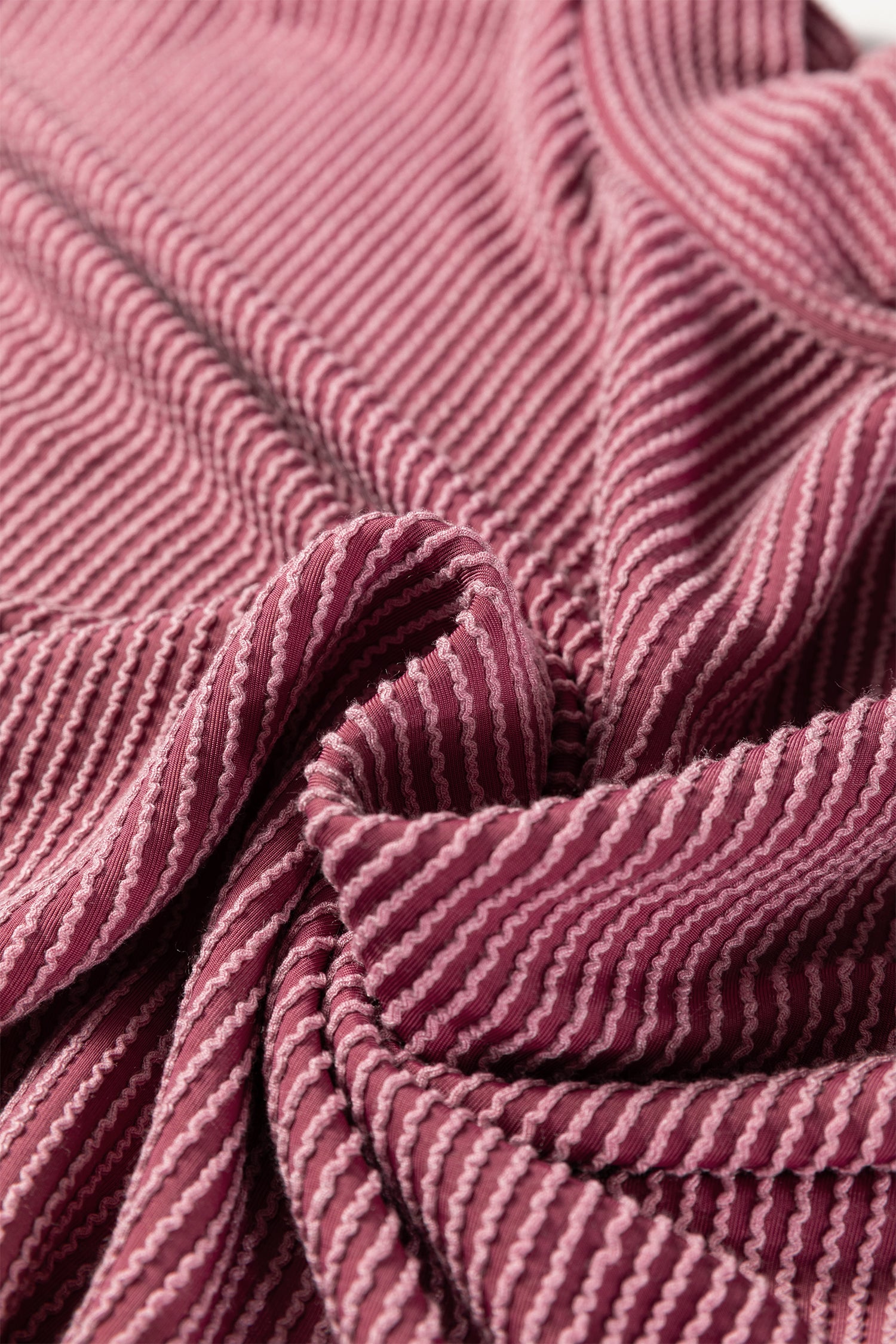 Burgundy Twisted Ribbed High Neck Loose Tee Elastic High Waist Loose Pant Set-Two Piece Sets/Pant Sets-[Adult]-[Female]-2022 Online Blue Zone Planet