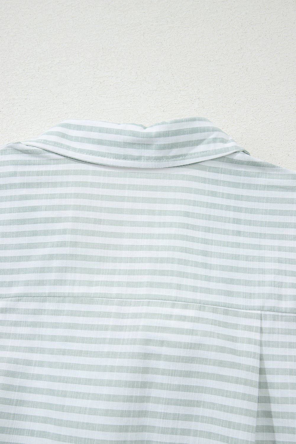 White Stripe Collared V Neck Chest Pocket Long Sleeve Beach Cover up-Swimwear/Beach Cover-ups-[Adult]-[Female]-2022 Online Blue Zone Planet