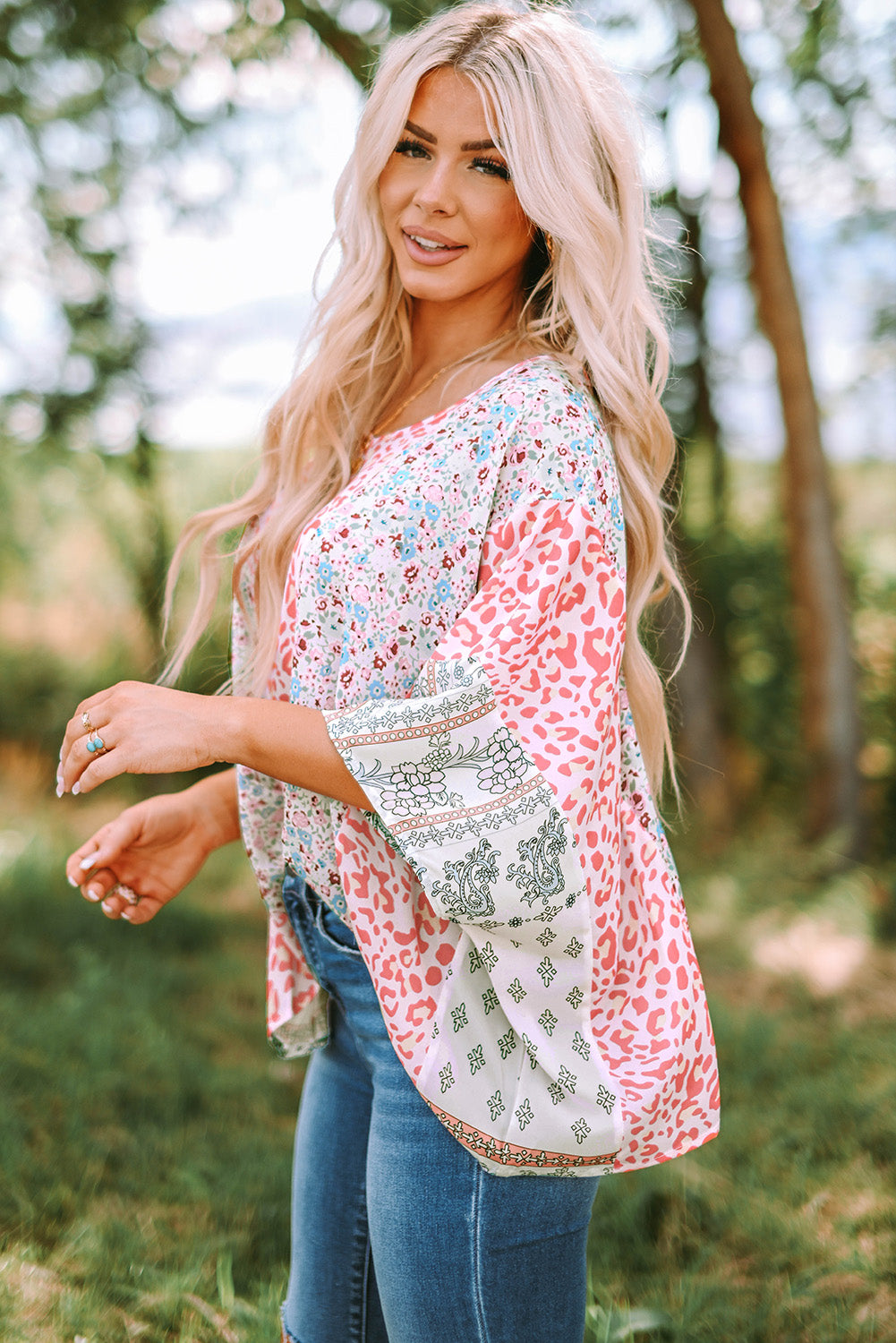 Multicolor Animal Floral Mix Print Cape Top-Sale (50% OFF)/20% OFF-[Adult]-[Female]-2022 Online Blue Zone Planet