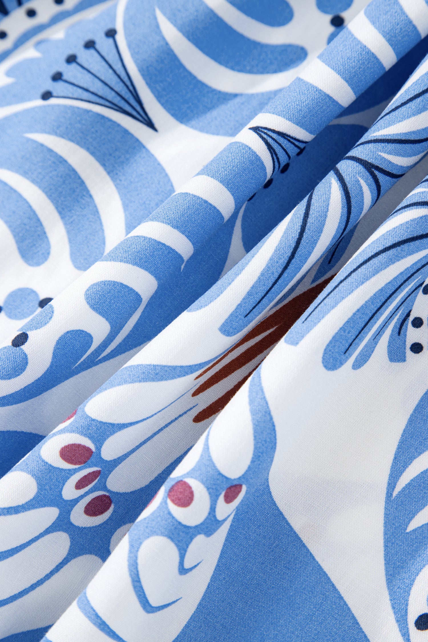 Sky Blue Tropical Botanic Print Flutter Sleeve Vacation Long Dress-TOPS / DRESSES-[Adult]-[Female]-2022 Online Blue Zone Planet