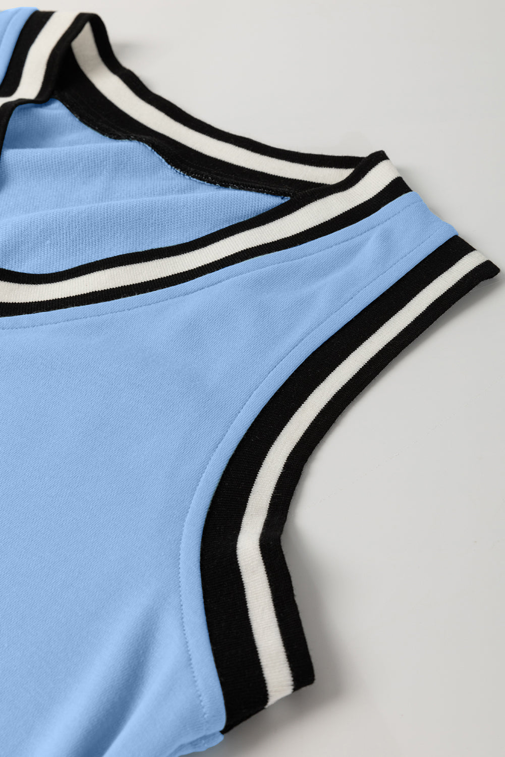 Myosotis Color Contrast Trim V Neck Shift Sleeveless Mini Dress-TOPS / DRESSES-[Adult]-[Female]-2022 Online Blue Zone Planet