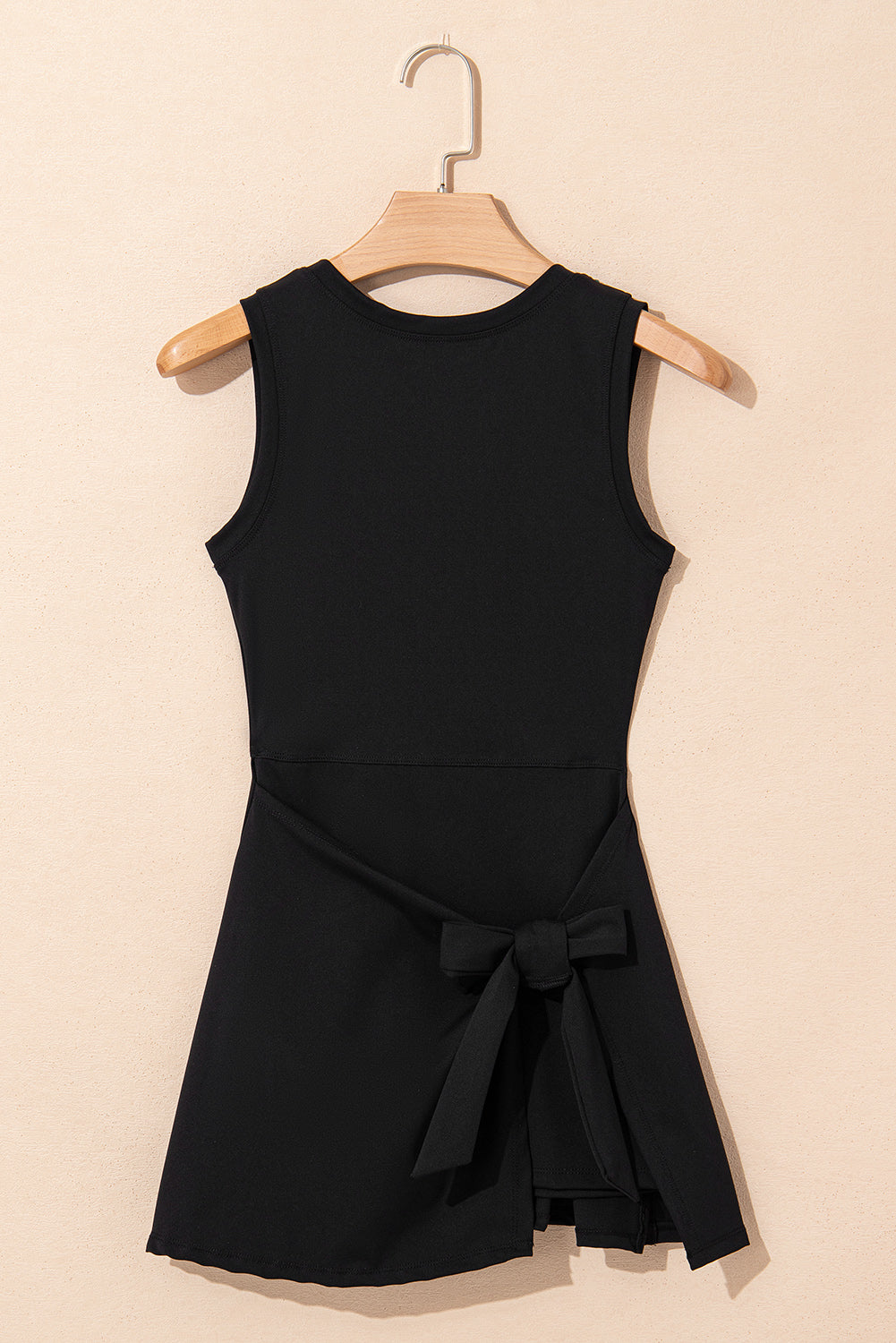 Black Sleeveless Knot Skirt Hem Sports Romper-Activewear/Yoga Jumpsuits-[Adult]-[Female]-2022 Online Blue Zone Planet