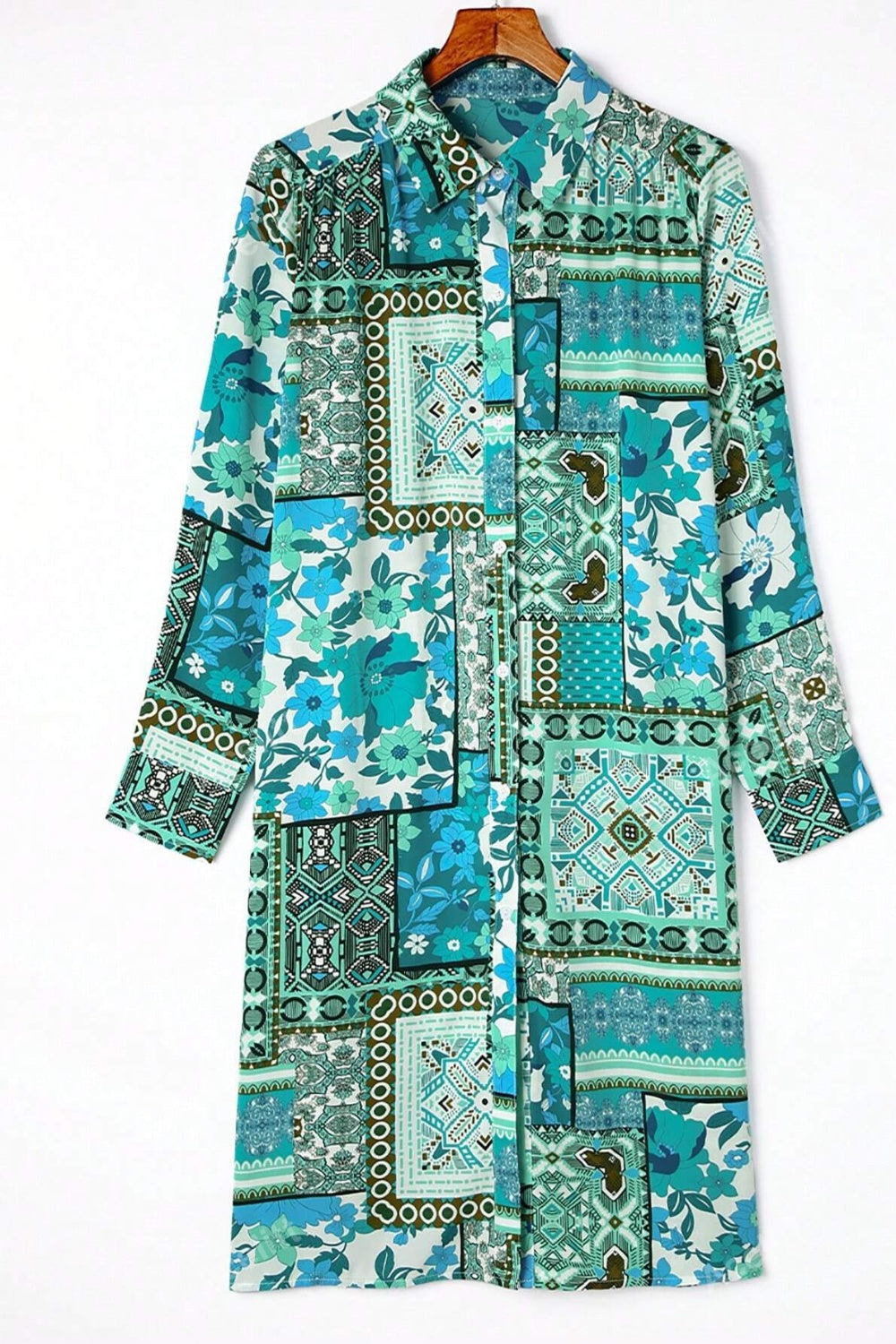 Printed Button Up Long Sleeve Cardigan-TOPS / DRESSES-[Adult]-[Female]-2022 Online Blue Zone Planet