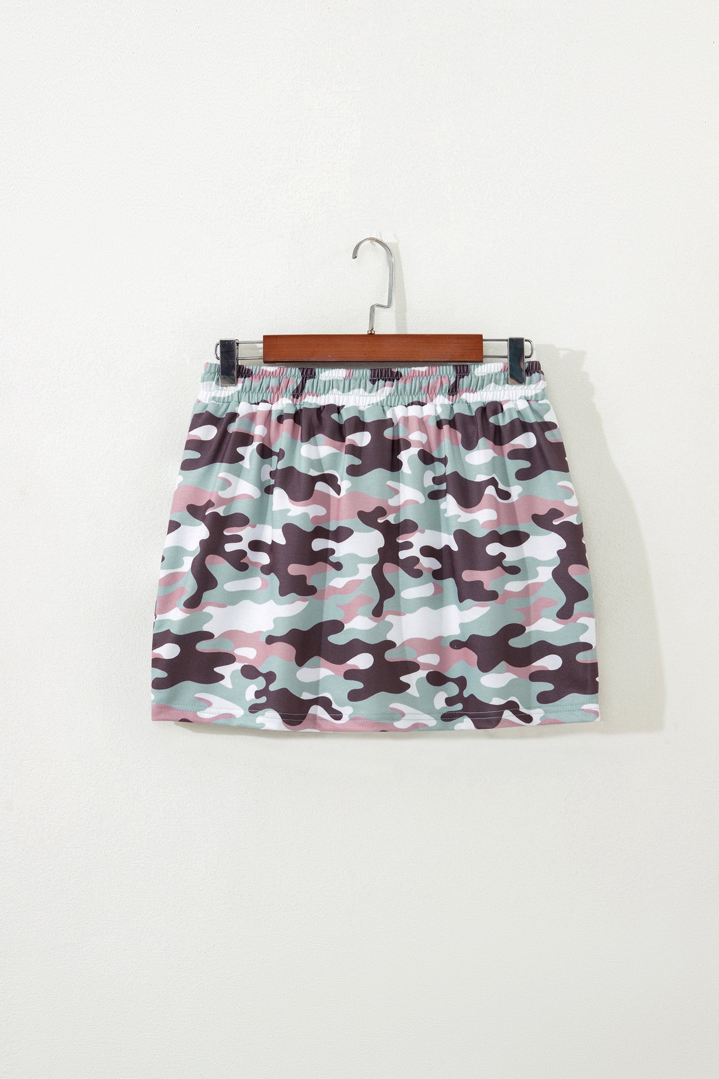 Green Camouflage Print Drawstring Casual Mini Skort-Bottoms/Skirts & Petticoat-[Adult]-[Female]-2022 Online Blue Zone Planet