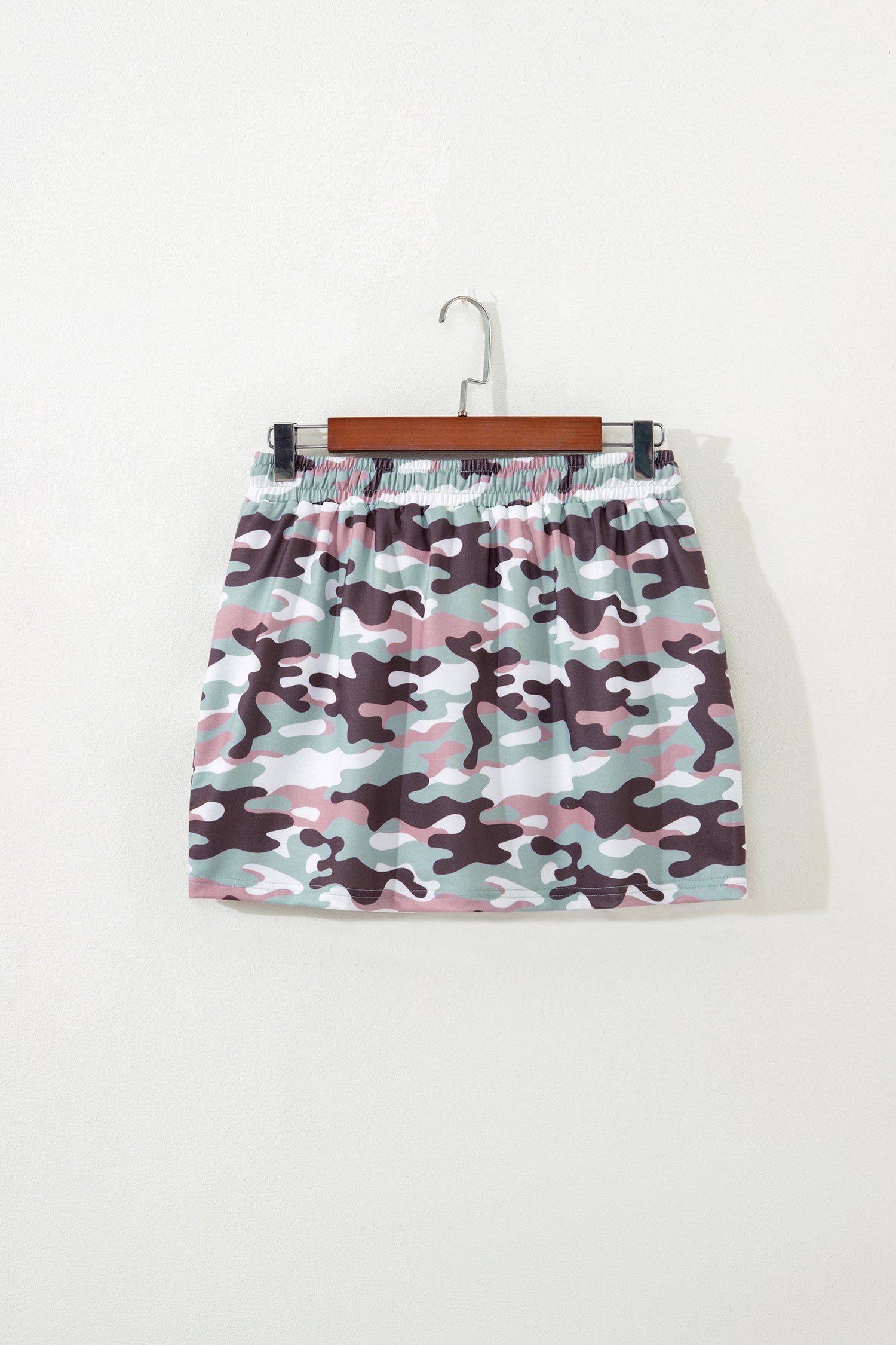 Green Camouflage Print Drawstring Casual Mini Skort-Bottoms/Skirts & Petticoat-[Adult]-[Female]-2022 Online Blue Zone Planet