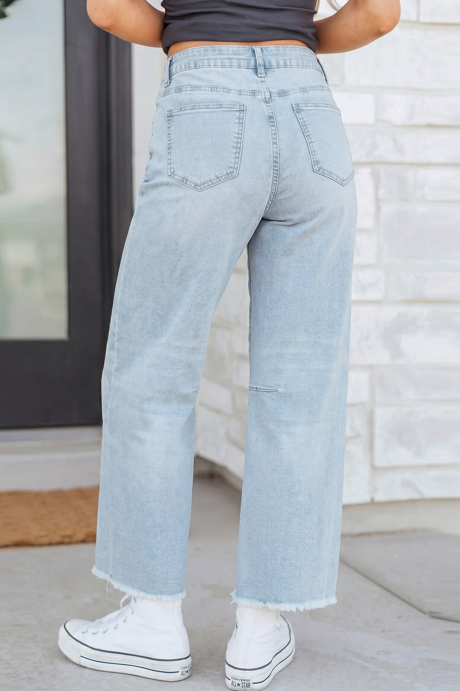 Beau Blue Sequin Rugby Pattern Raw Hem Casual Jeans-Bottoms/Jeans-[Adult]-[Female]-2022 Online Blue Zone Planet