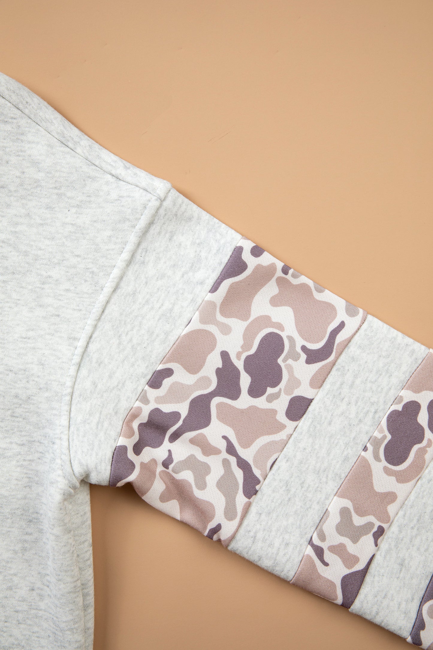 Light Grey Patchwork Camo Long Sleeve Hoodie-Tops / Dresses-[Adult]-[Female]-2022 Online Blue Zone Planet