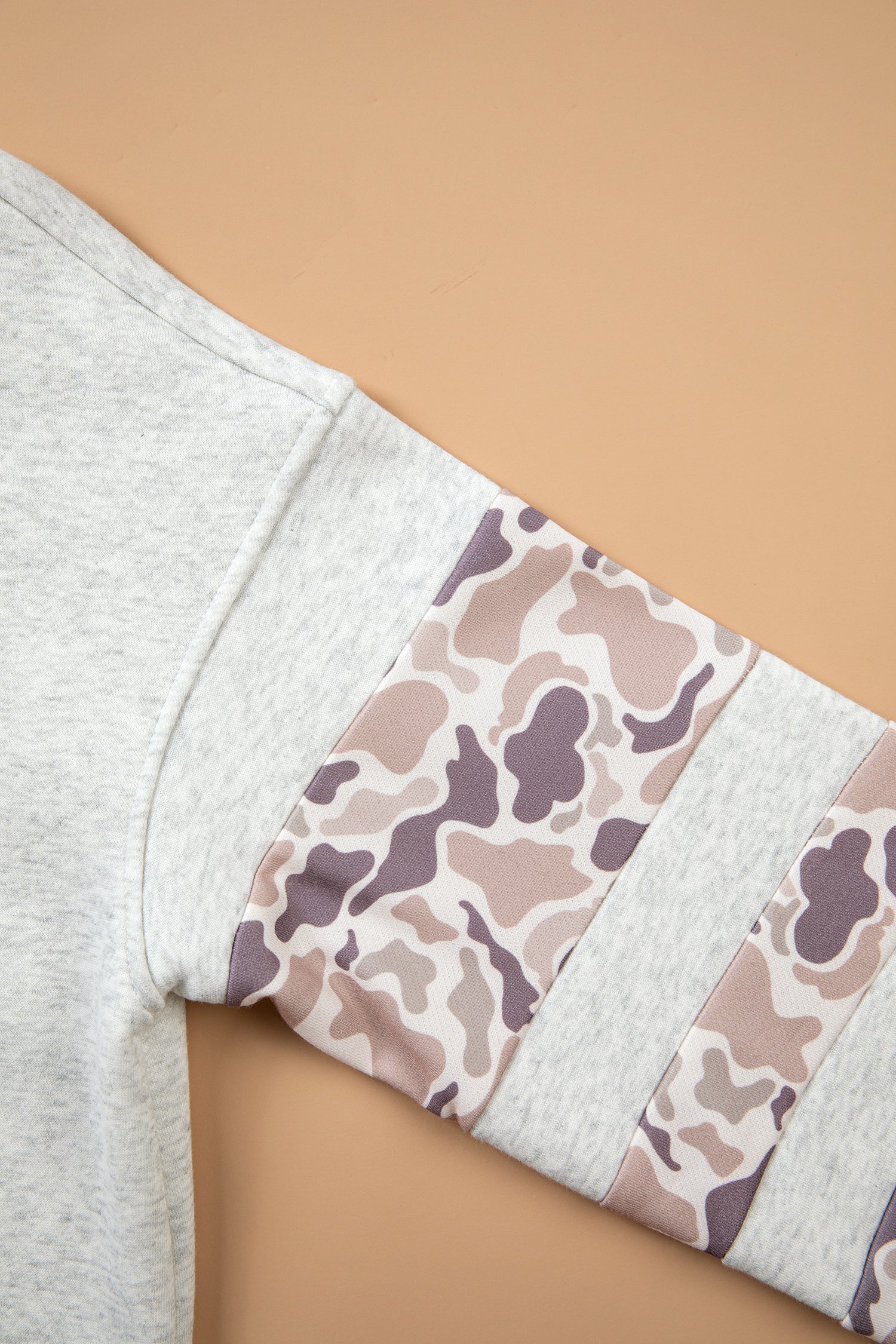 Light Grey Patchwork Camo Long Sleeve Hoodie-Tops / Dresses-[Adult]-[Female]-2022 Online Blue Zone Planet