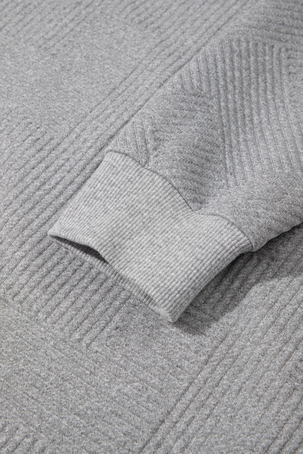 Medium Grey Trendy Textured Half Zip Loose Sweatshirt-Tops/Sweatshirts & Hoodies-[Adult]-[Female]-2022 Online Blue Zone Planet