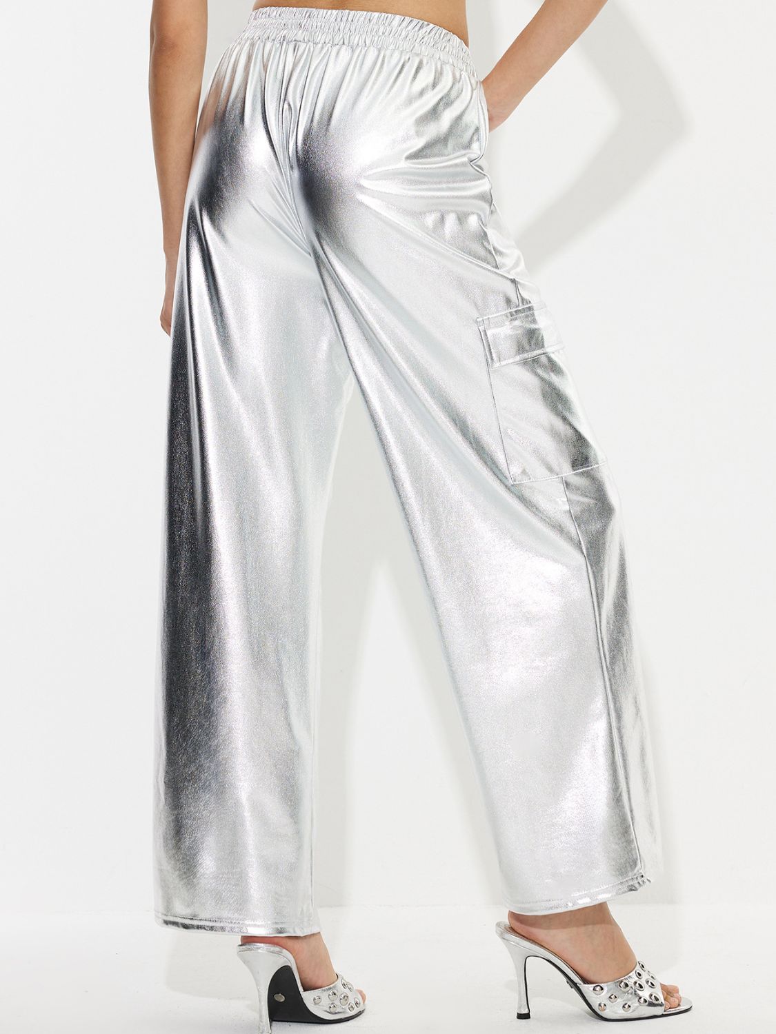 Elastic Waist Wide Leg Pants-BOTTOMS SIZES SMALL MEDIUM LARGE-[Adult]-[Female]-2022 Online Blue Zone Planet