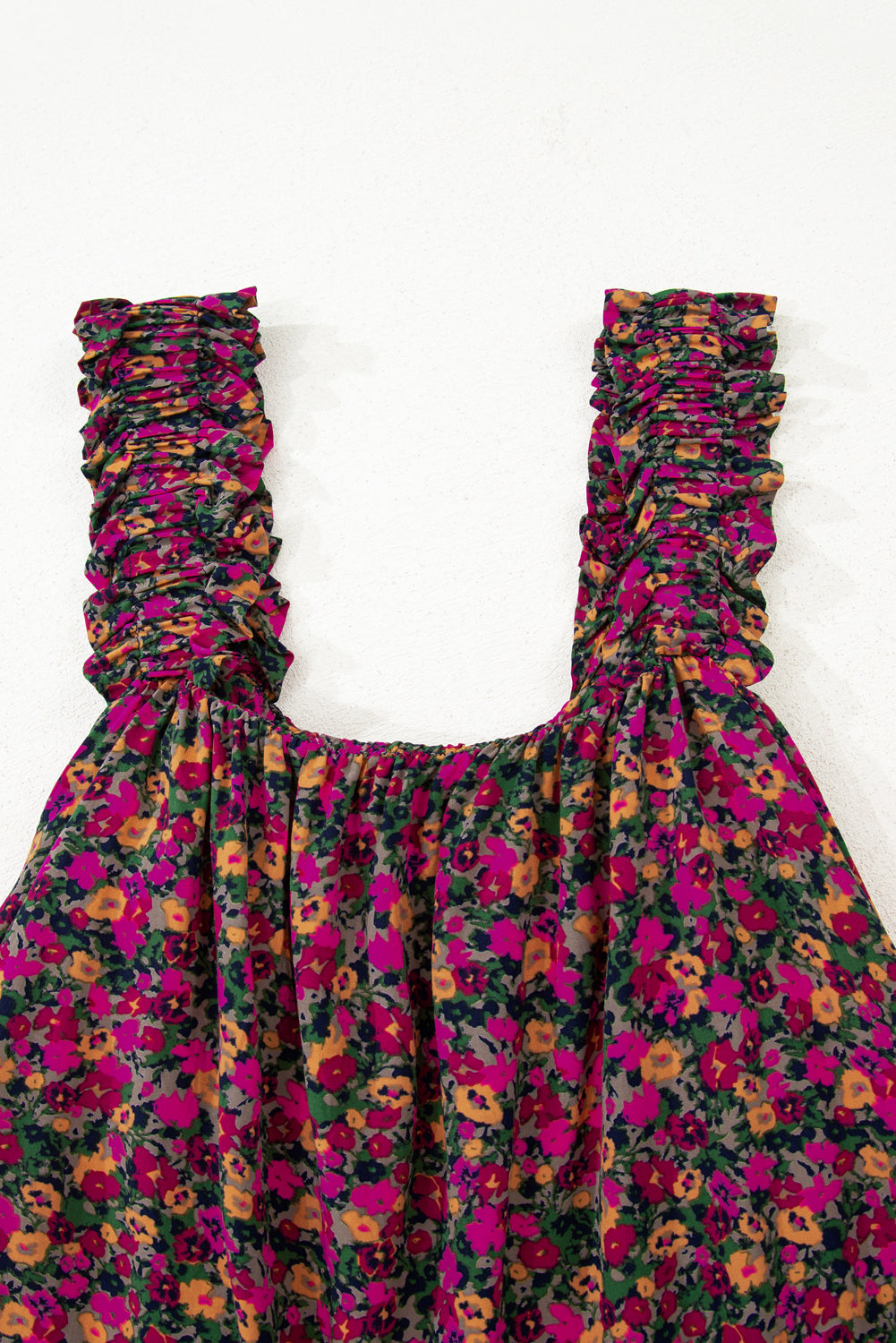 Blue Zone Planet | Rose Boho Frilled Straps Floral Tank Top-TOPS / DRESSES-[Adult]-[Female]-2022 Online Blue Zone Planet