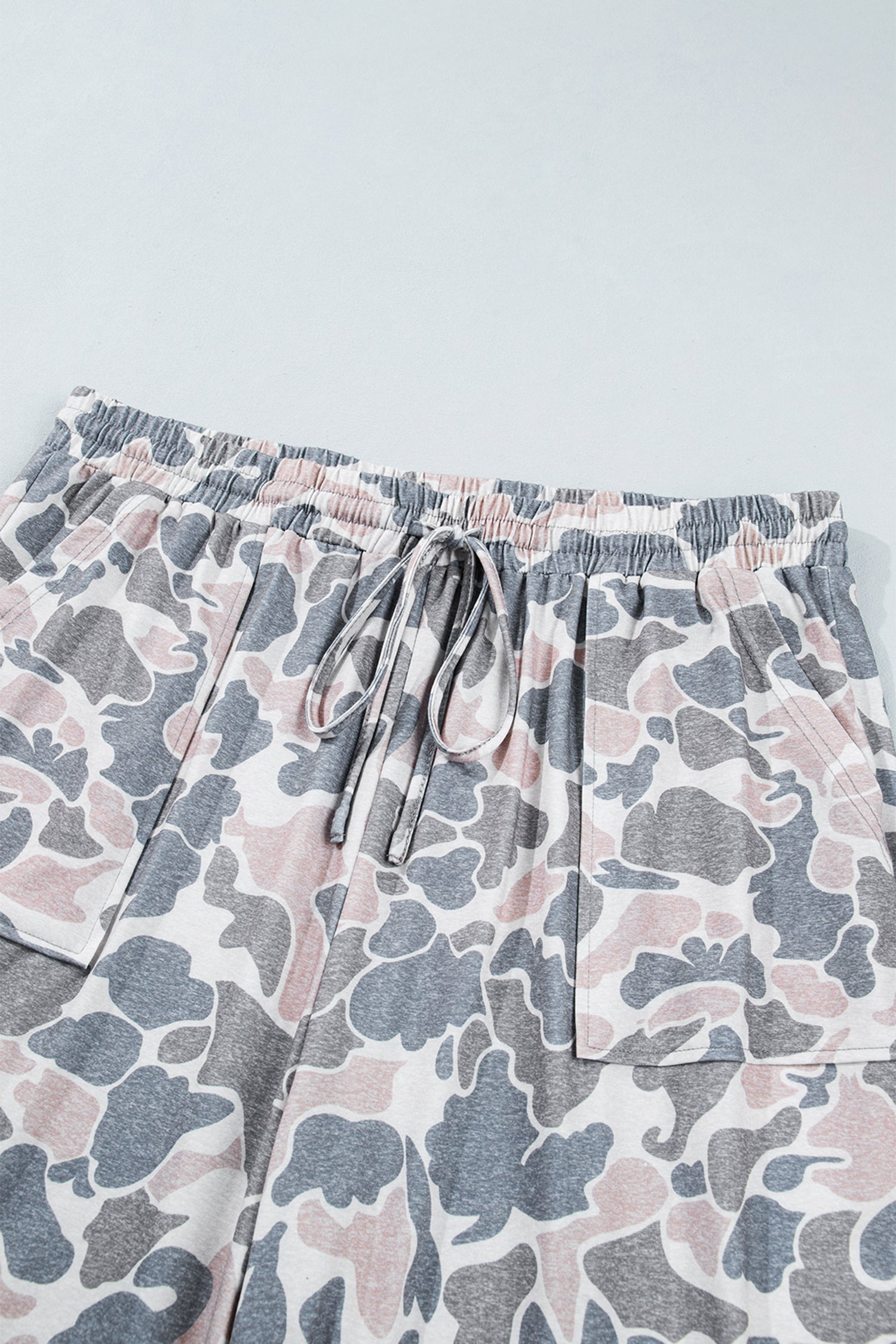 Khaki Camouflage Print Patch Pockets Ankle-Length Plus Size Pants-Plus Size/Plus Size Bottoms-[Adult]-[Female]-2022 Online Blue Zone Planet