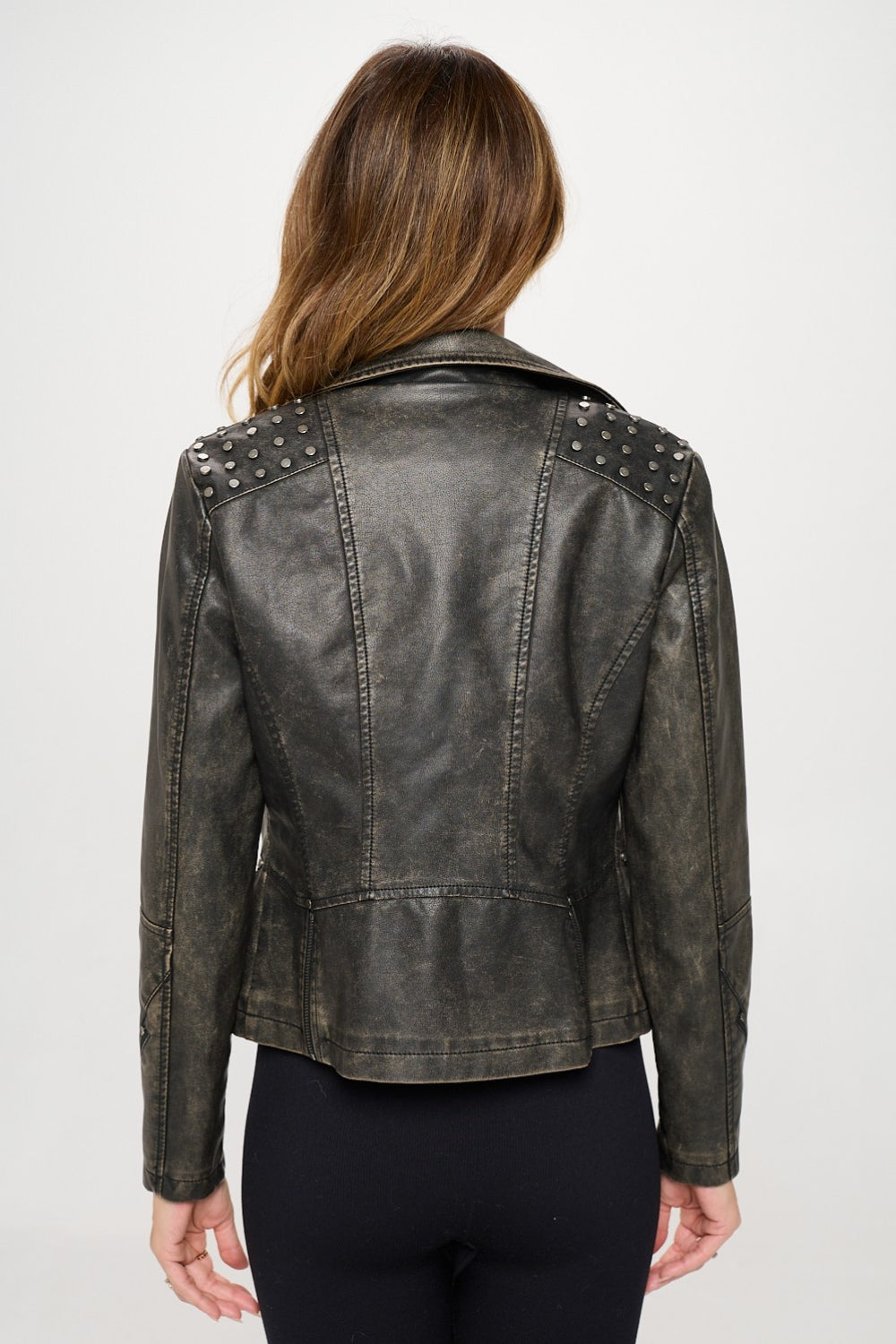 Coalition LA Studded Classic Moto Faux Leather Jacket-TOPS / DRESSES-[Adult]-[Female]-2022 Online Blue Zone Planet