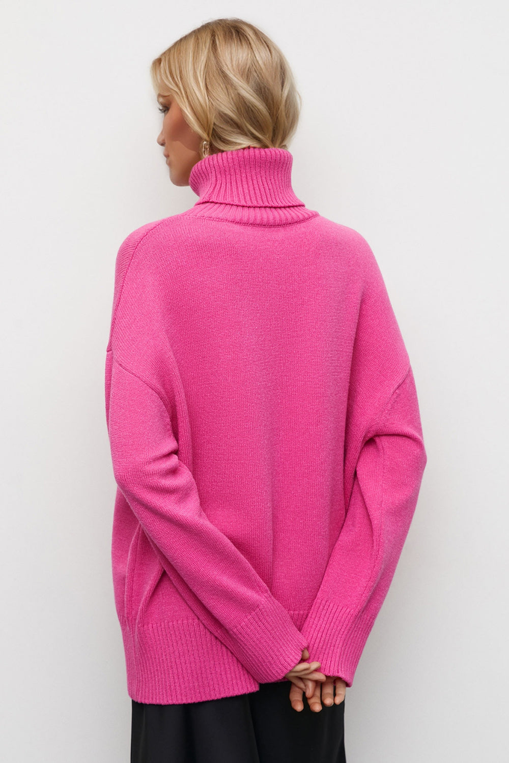 Basic Bae Turtleneck Dropped Shoulder Long Sleeve Sweater-TOPS / DRESSES-[Adult]-[Female]-2022 Online Blue Zone Planet