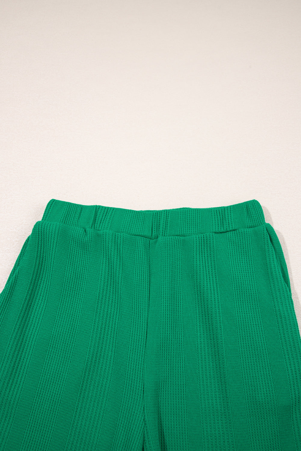 Green Solid Color Ribbed Ruffle Tank Top and Pants Set-Two Piece Sets/Pant Sets-[Adult]-[Female]-2022 Online Blue Zone Planet