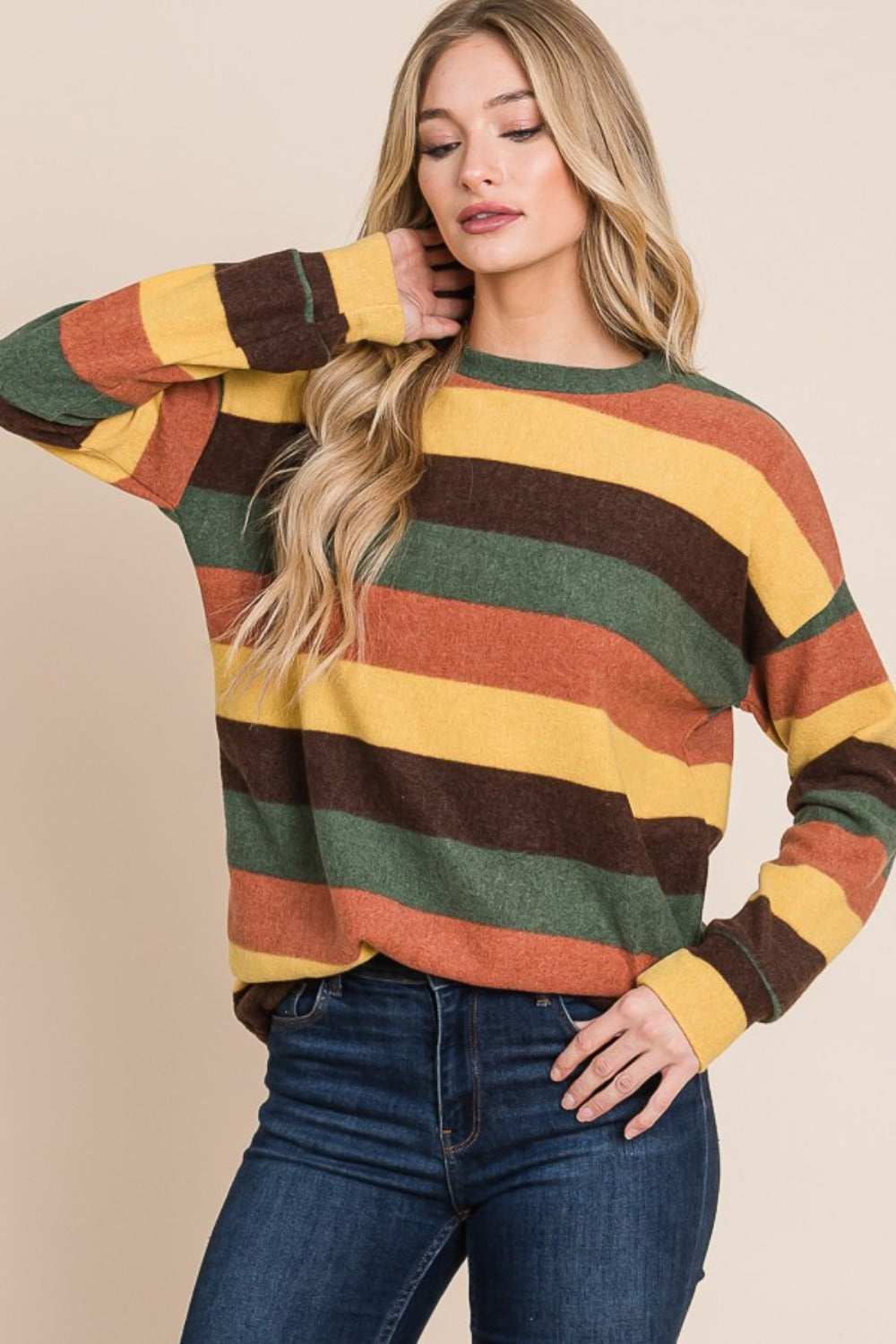 Blue Zone Planet | BOMBOM Multi-Color Striped Knit Top-TOPS / DRESSES-[Adult]-[Female]-2022 Online Blue Zone Planet