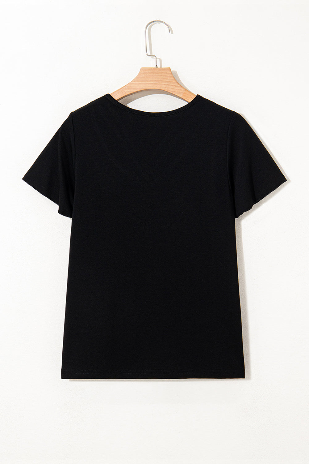 Black Crisscross V Neck Butterfly Sleeve T Shirt-Tops/Tops & Tees-[Adult]-[Female]-2022 Online Blue Zone Planet