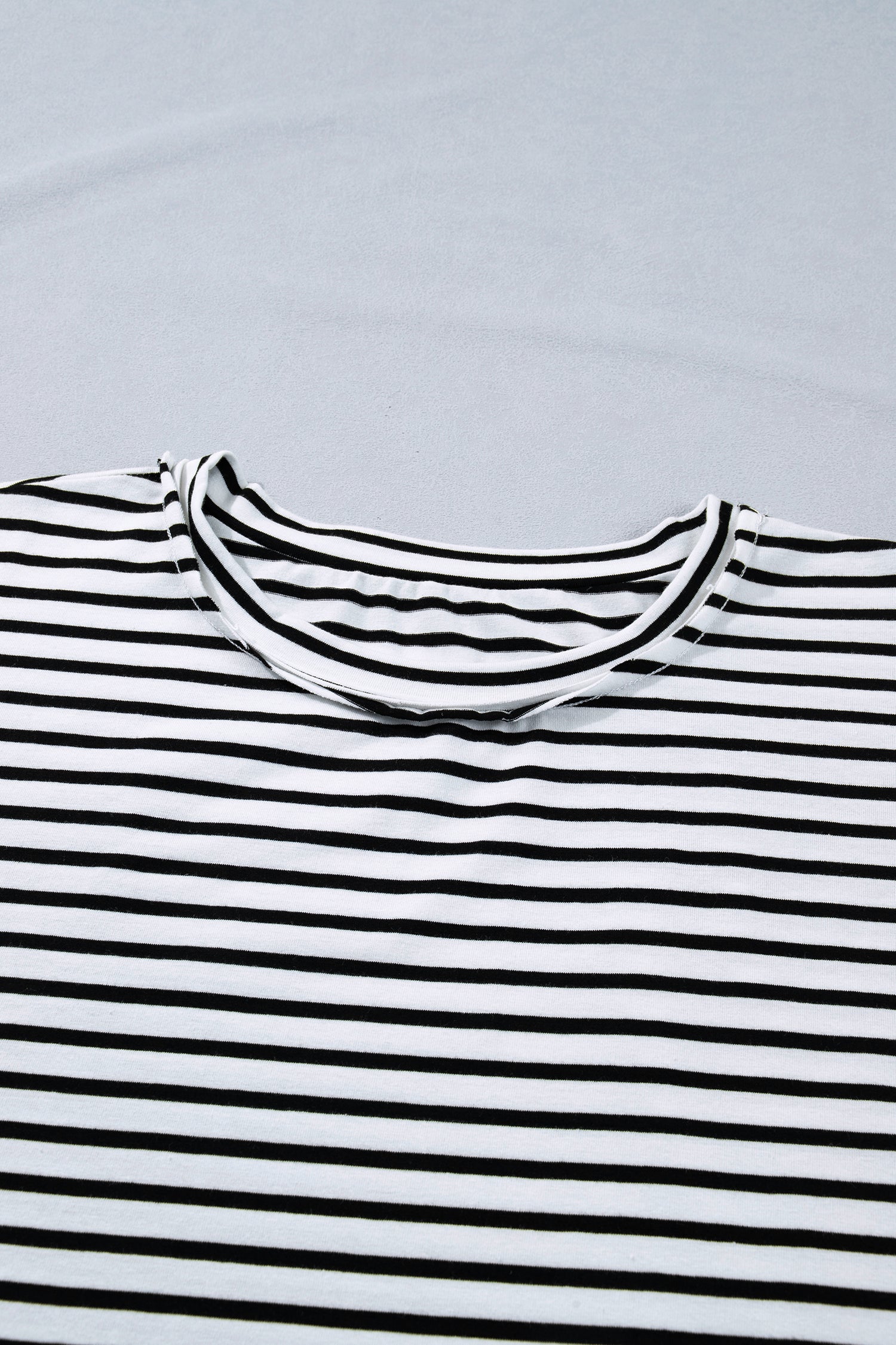 Black Stripe Plus Size Striped Short Sleeve Top with Floral Puff Sleeves-Plus Size/Plus Size Tops/Plus Size Blouses & Shirts-[Adult]-[Female]-2022 Online Blue Zone Planet