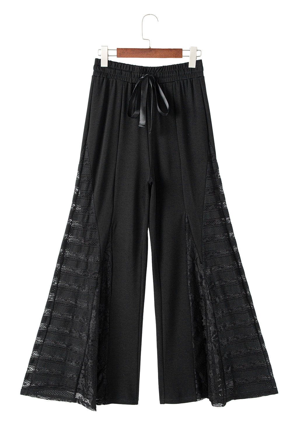 Smoke Gray Lace Patchwork Wide Leg High Waist Pants-Pants-[Adult]-[Female]-2022 Online Blue Zone Planet