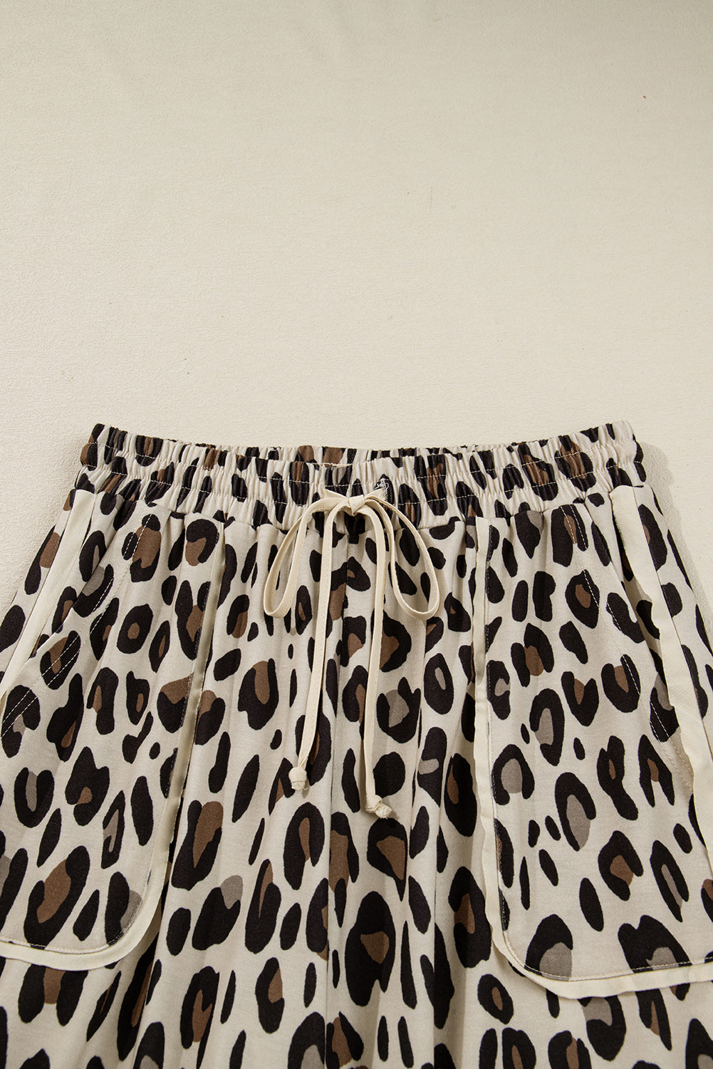 Khaki Leopard Wide Leg Cropped Pants-Bottoms/Pants & Culotte-[Adult]-[Female]-2022 Online Blue Zone Planet
