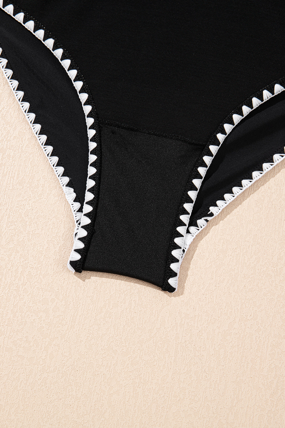 Black Ric Rac Trim Contrasted Patchwork Cutout One Piece Swimsuit-Swimwear/One Piece Swimsuit-[Adult]-[Female]-2022 Online Blue Zone Planet