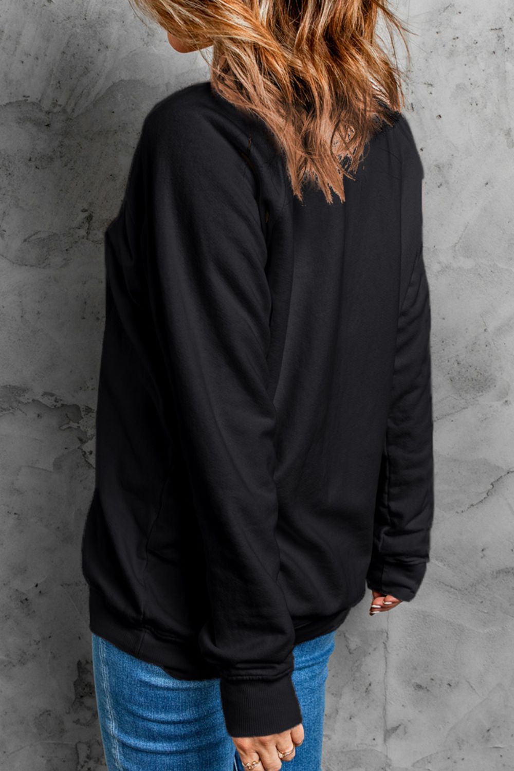 Letter Graphic Round Neck Long Sleeve Sweatshirt-TOPS / DRESSES-[Adult]-[Female]-2022 Online Blue Zone Planet
