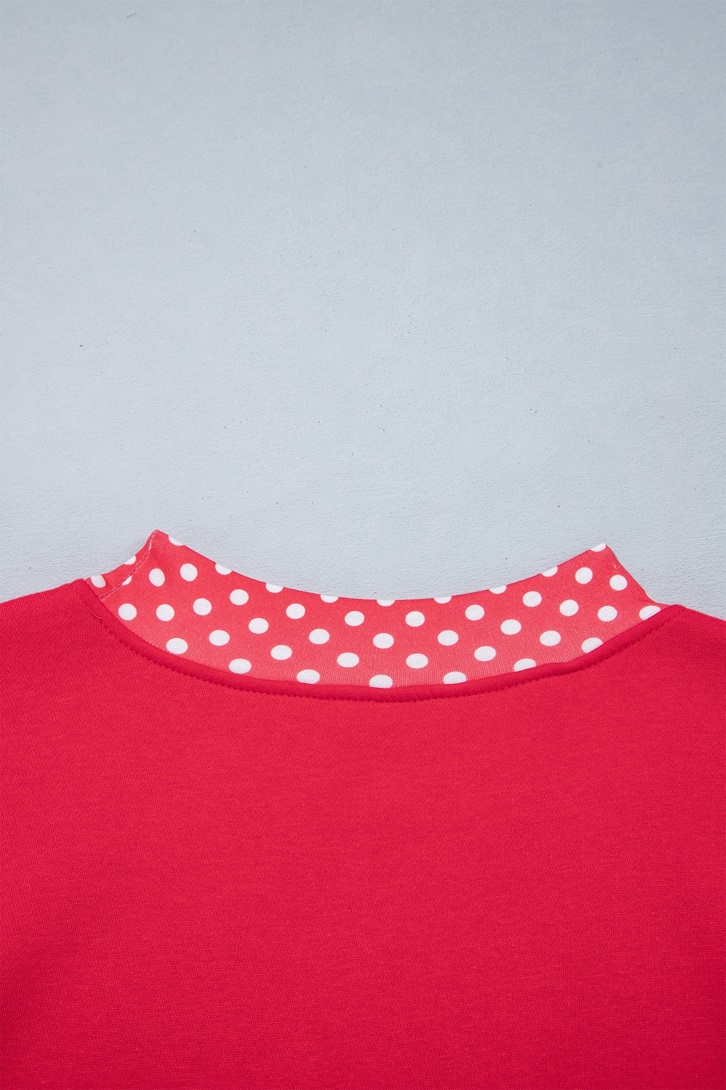 Racing Red Colorblock Polka Dot Contrast Trim Oversized Sweatshirt