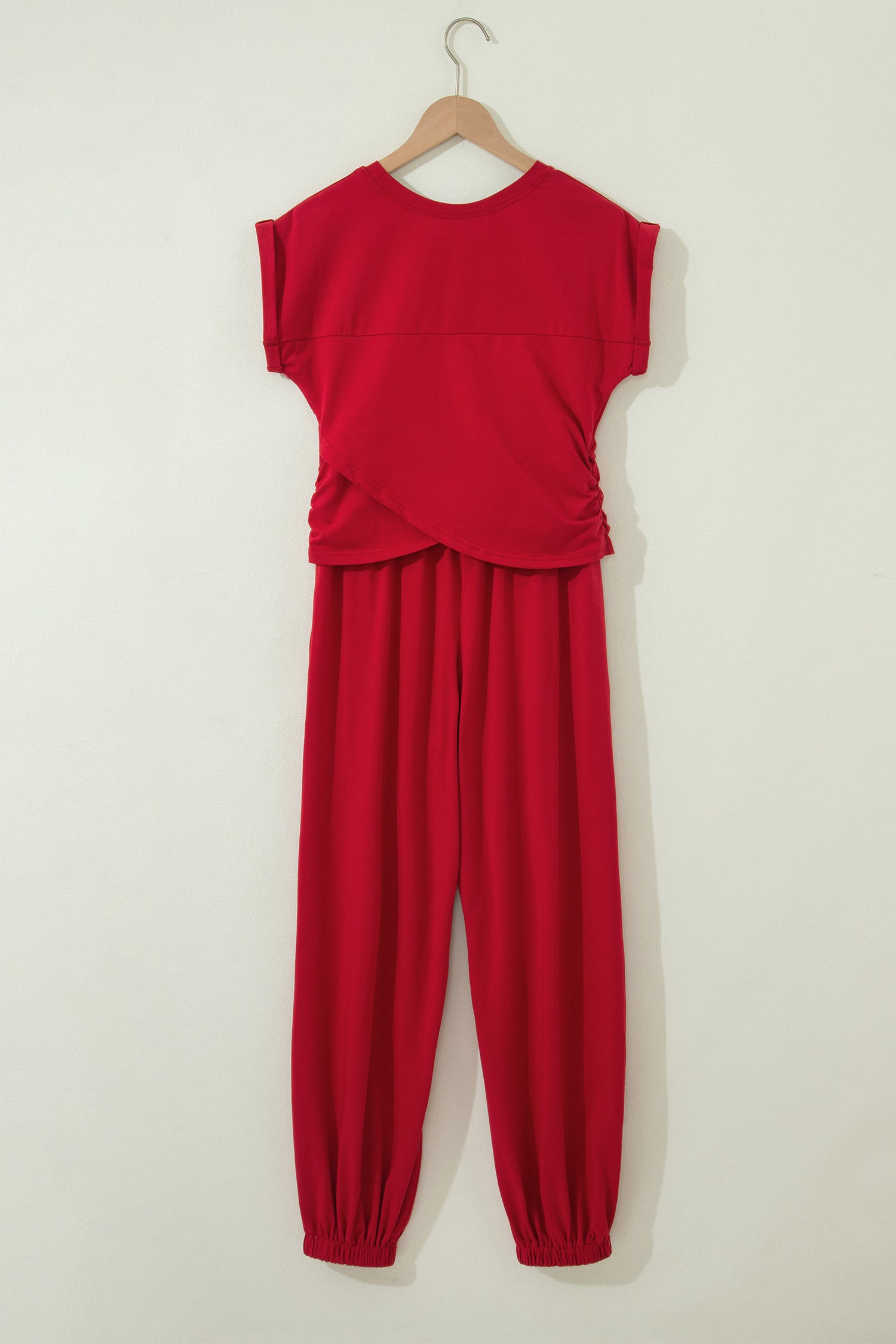 Yellow Cream Solid Color Cropped Tank Top and Jogger Pants Set-Two Piece Sets/Pant Sets-[Adult]-[Female]-2022 Online Blue Zone Planet