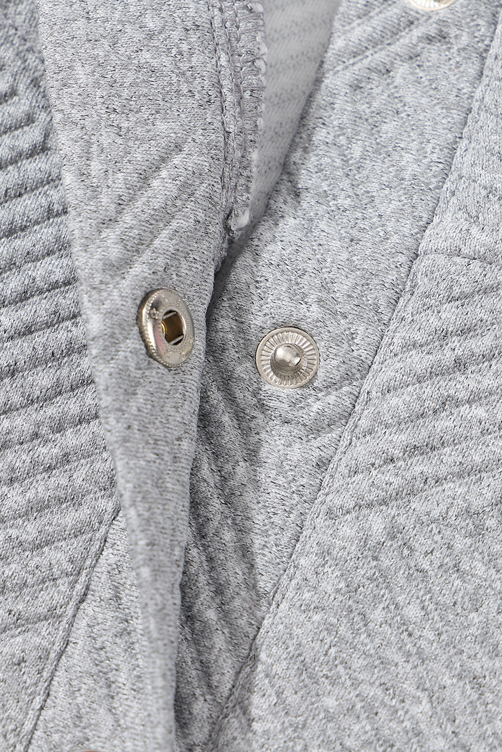 Light Grey Textured Knit Buttoned Kangaroo Pocket Sweatshirt-Tops/Sweatshirts & Hoodies-[Adult]-[Female]-2022 Online Blue Zone Planet
