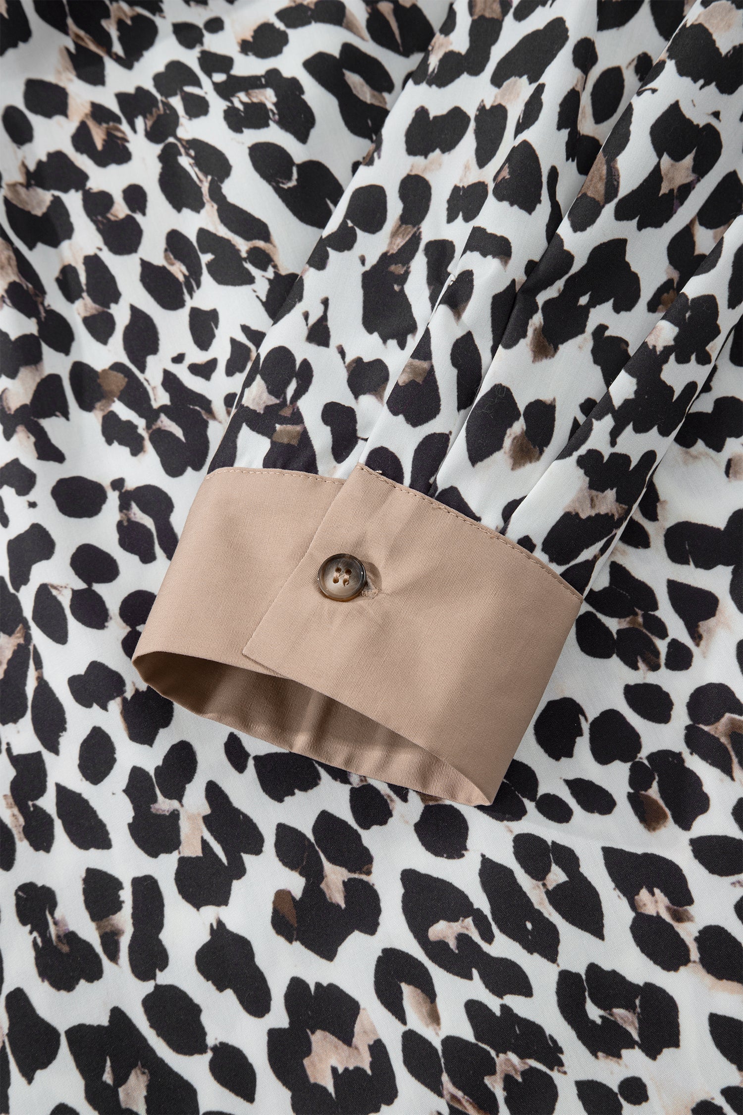 Multicolour Leopard Print Contrast Trim Button Split Neck Plus Long Sleeve Top-Plus Size/Plus Size Tops/Plus Size Long Sleeve Tops-[Adult]-[Female]-2022 Online Blue Zone Planet