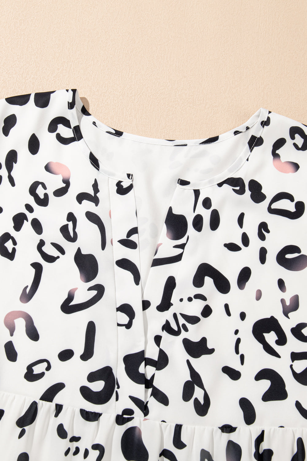 Leopard Notched Long Sleeve Dress-TOPS / DRESSES-[Adult]-[Female]-2022 Online Blue Zone Planet