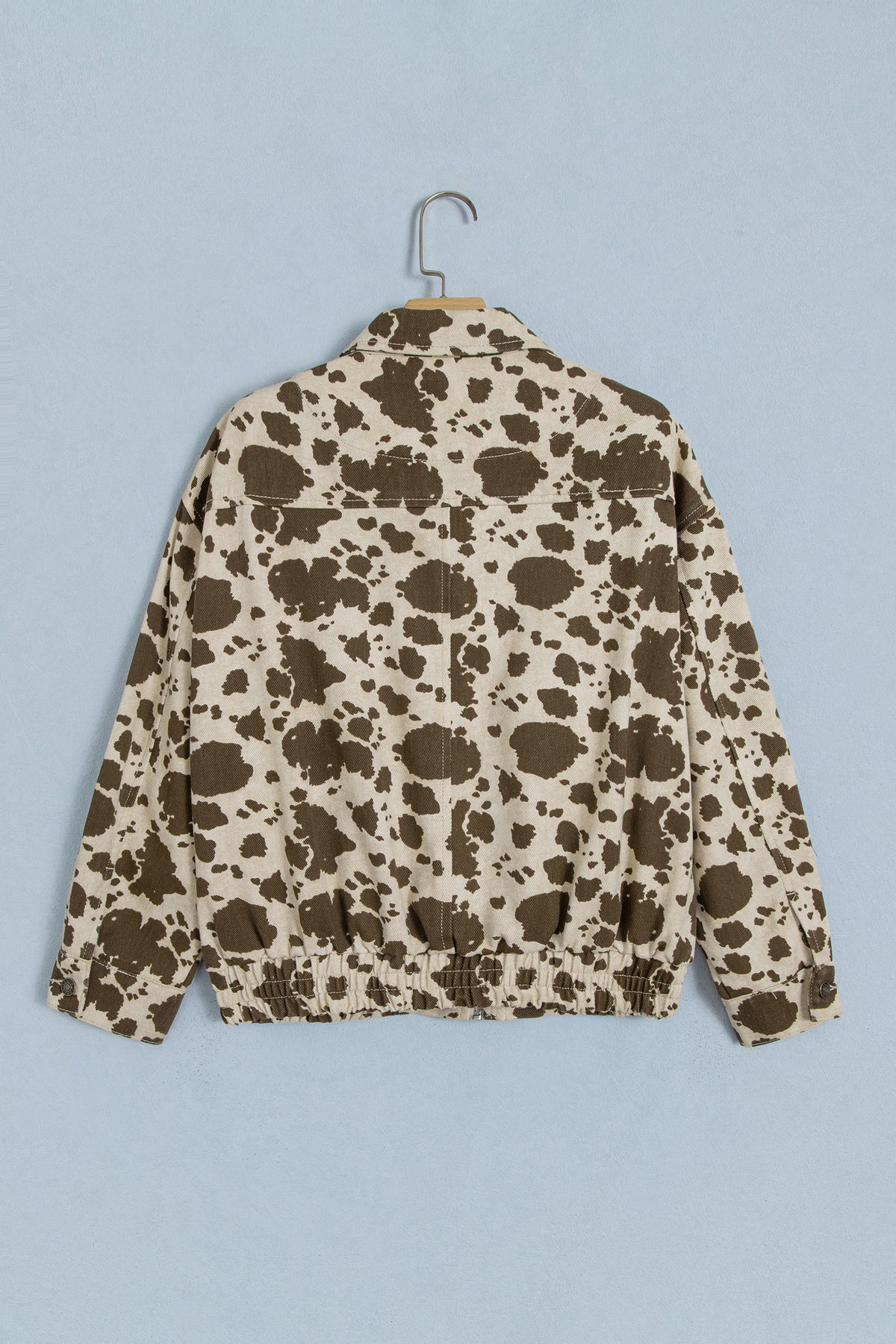 Brown Western Cow Print Cargo Pocket Denim Jacket-Outerwear/Denim jackets-[Adult]-[Female]-2022 Online Blue Zone Planet