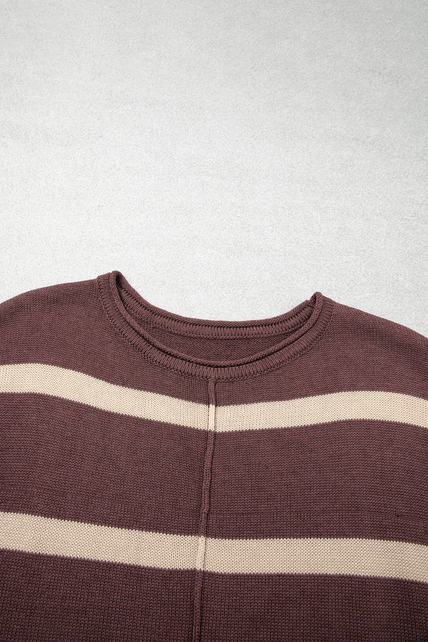 Brown Stripe Knit Western Short Sleeve Sweater-Sweaters & Cardigans/Short Sleeve Sweaters-[Adult]-[Female]-2022 Online Blue Zone Planet