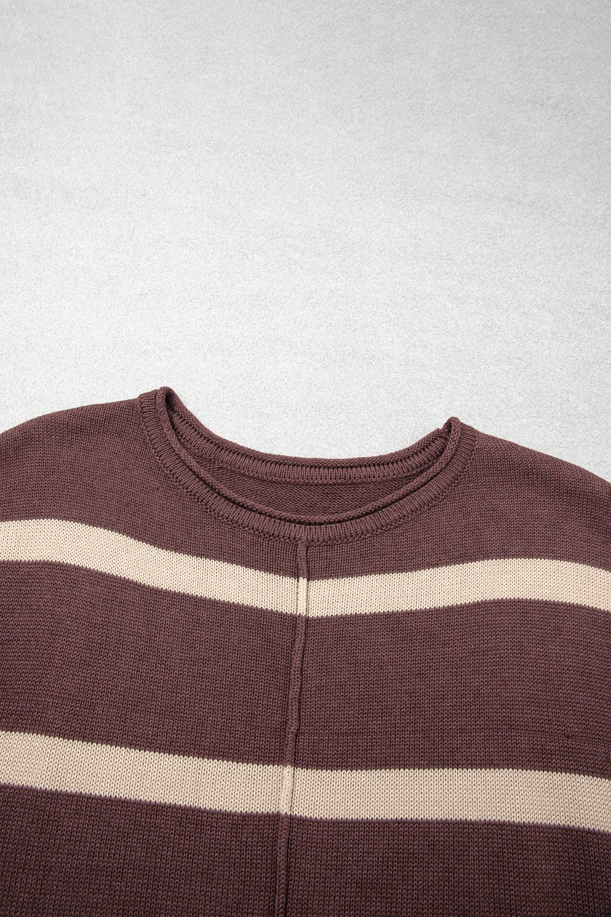 Brown Stripe Knit Western Short Sleeve Sweater-Sweaters & Cardigans/Short Sleeve Sweaters-[Adult]-[Female]-2022 Online Blue Zone Planet