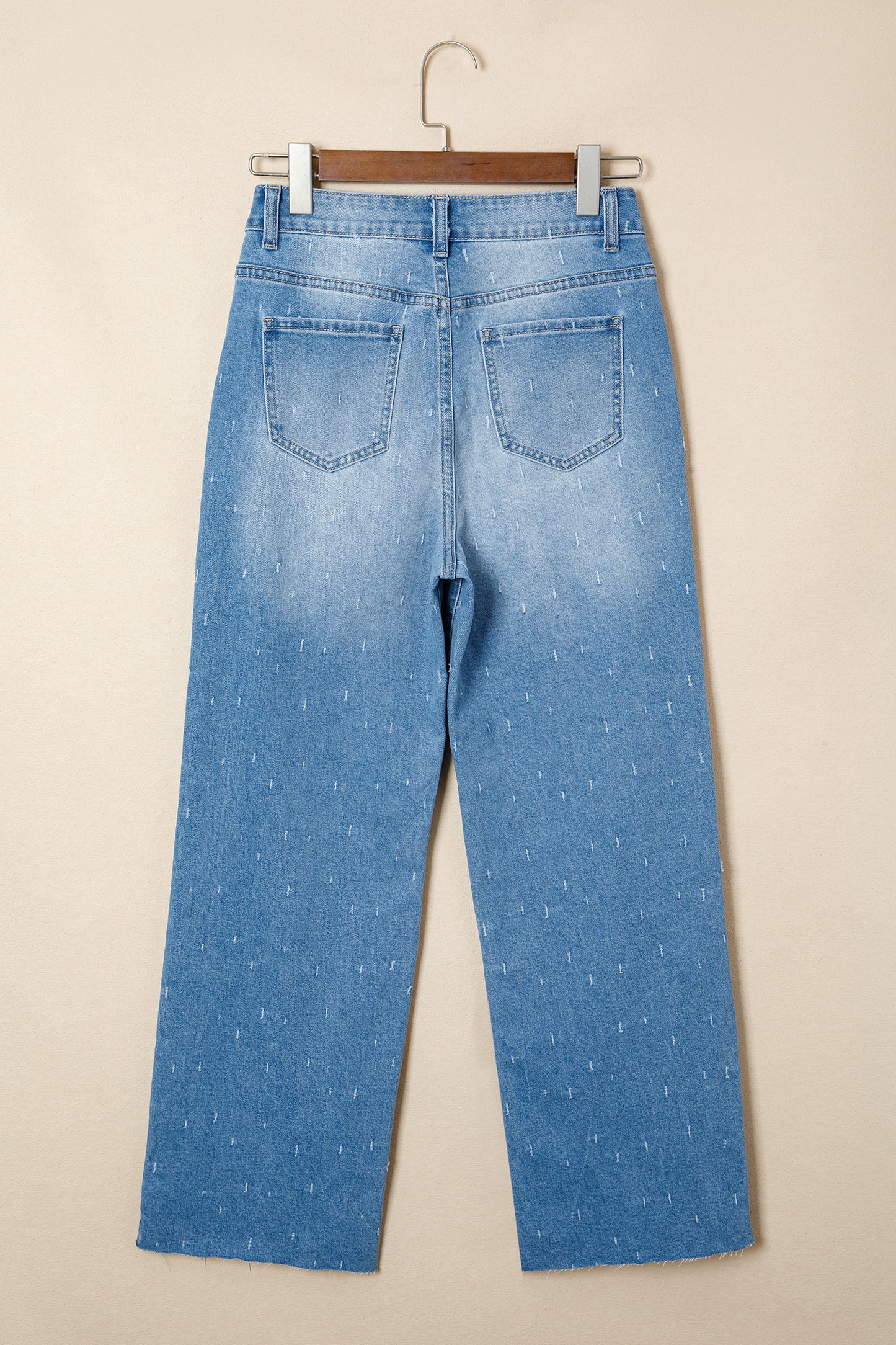 Mist Blue Distressed Detail Tummy Control Raw Hem Jeans-TOPS / DRESSES-[Adult]-[Female]-2022 Online Blue Zone Planet